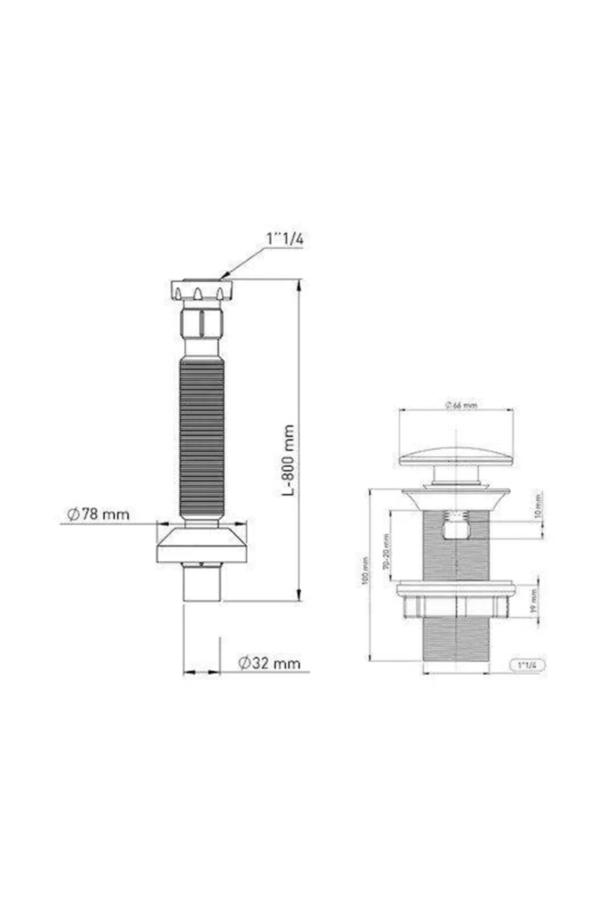 Iz Yapı Taşmalı Aç Kapa Körüklü Lavabo Sifonu Metal Krom Kapaklı