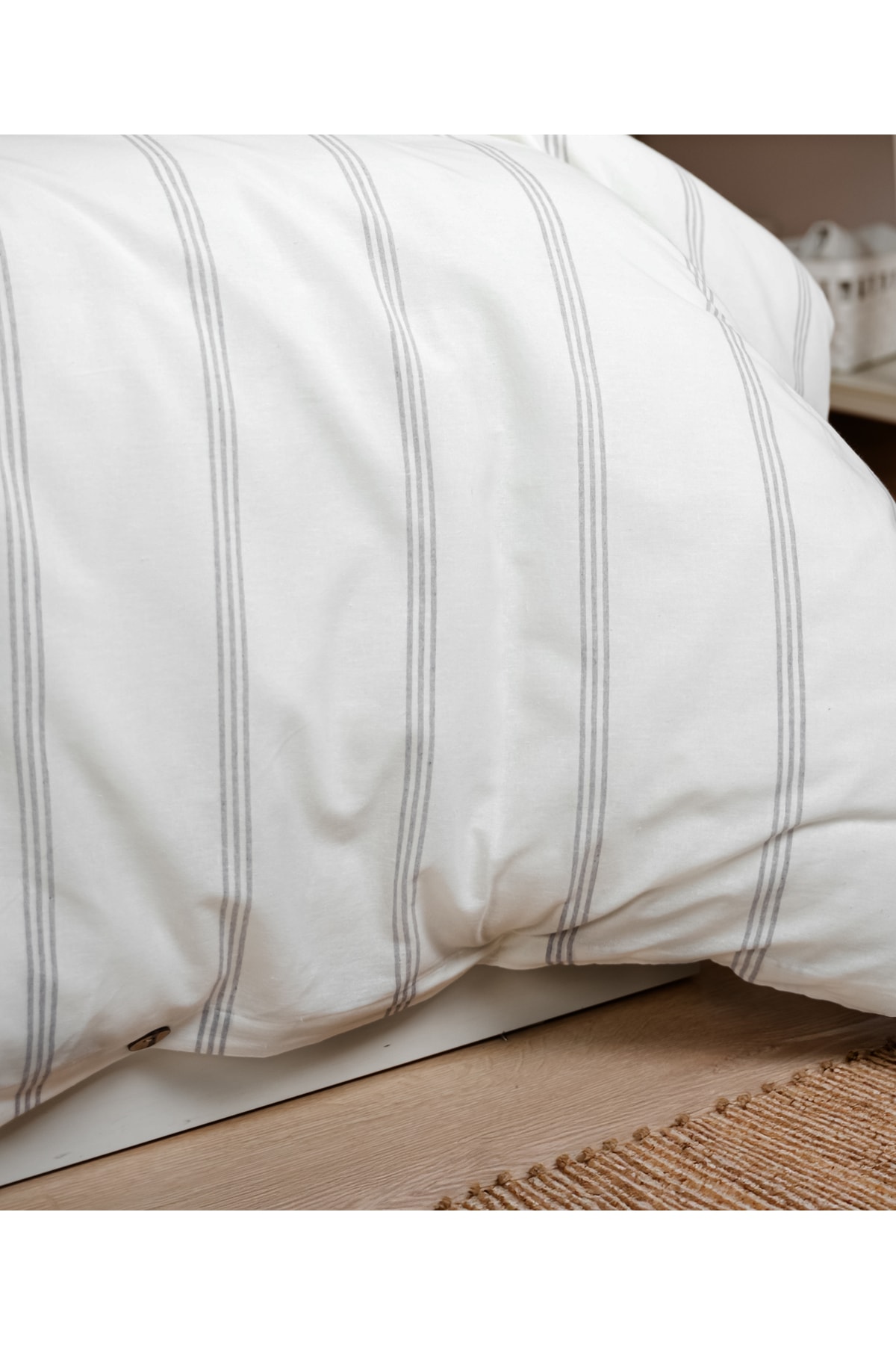 Cotton Collection Tek Kişilik Çizgili Nevresim Seti Seroya