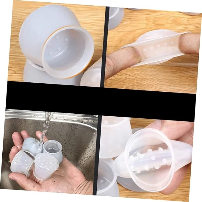 12 Adet Masa ve Sandalye Ayak Koruyucu Beyaz Silikon Sessiz Tip Zemin Koruyucu