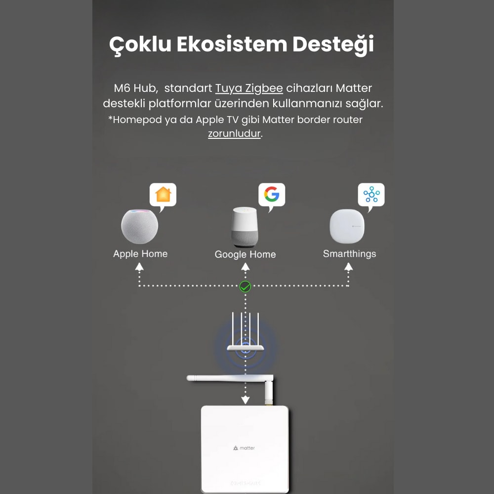 M6 Tuya Uyumlu Zigbee Matter Gateway ( Homekit Destekli Zigbee Hub )