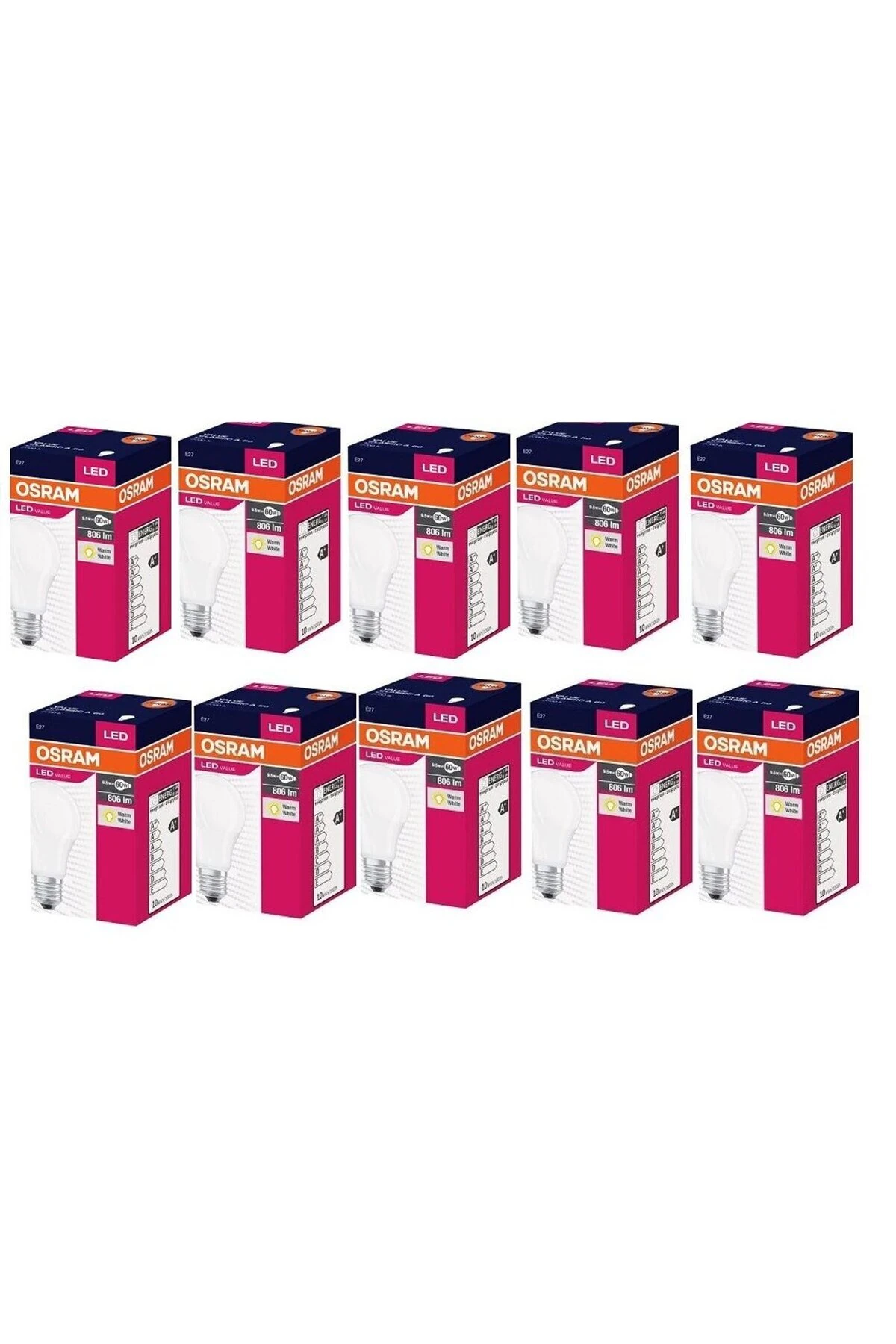 Led Value 8.5w (60W) Led Ampul Sarı Işık E27 (10'lu)