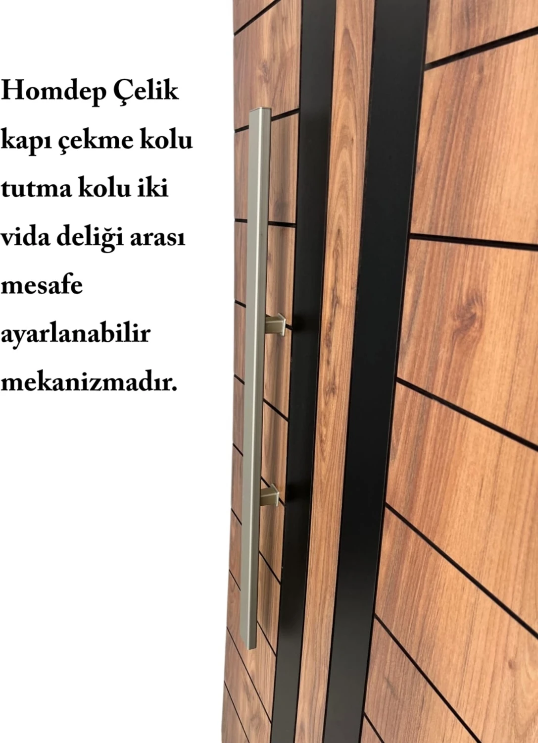 Çelik Kapı Çekme Kolu Tutma Kolu Dikdörtgen Model Renk Saten (Gümüş Gri) 100CM