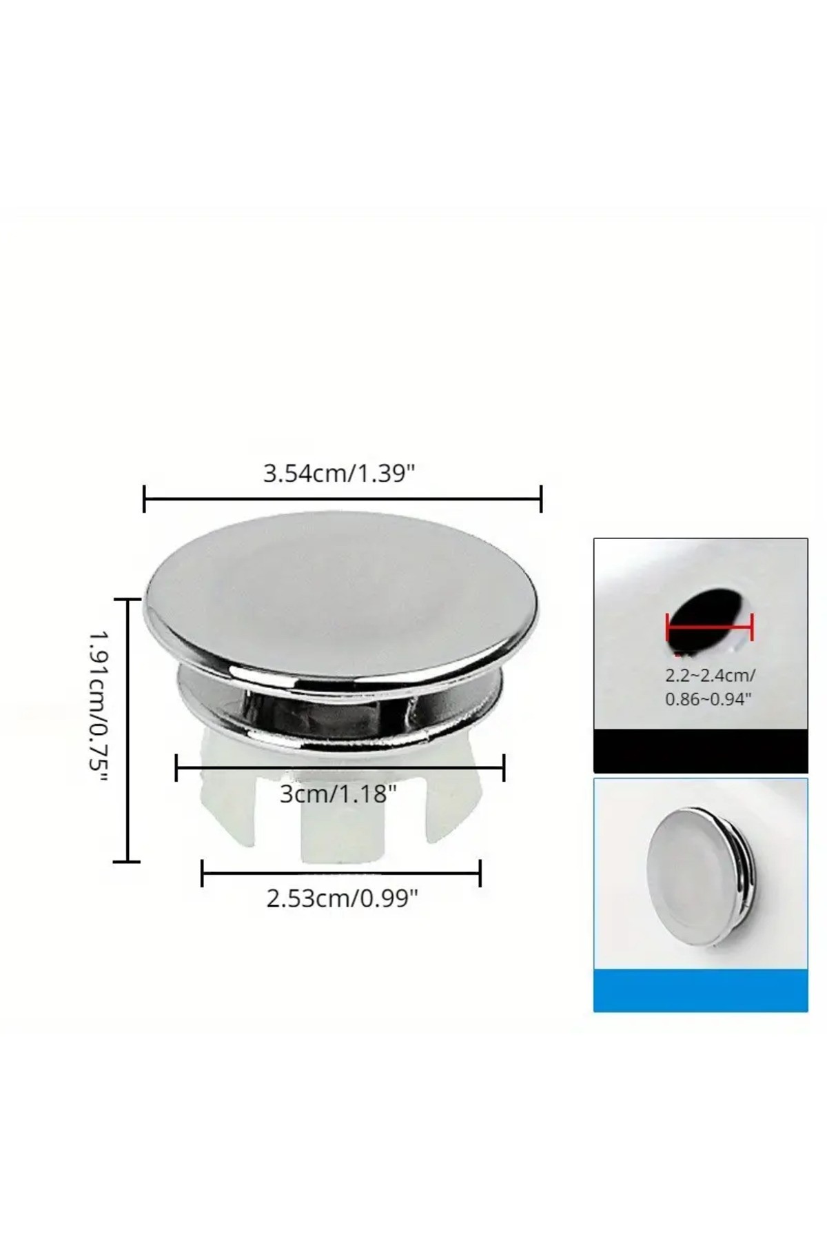 2 Adet Full Parlak Krom Mutfak Banyo Lavabo Taşma Halkası Drenaj Kapağı
