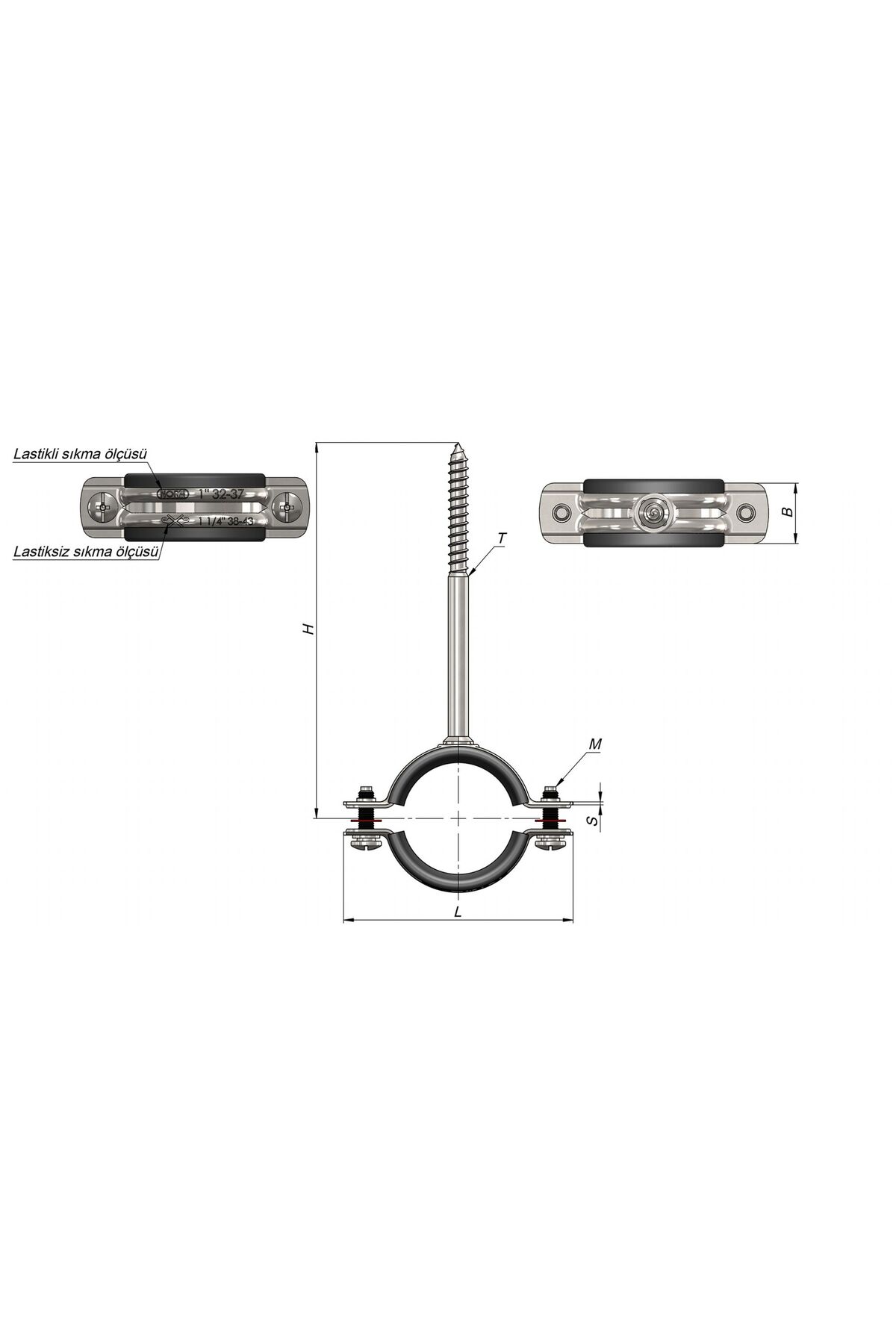 11/4 Trifonlu Doğalgaz Kelepçesi Norm Uzun Trifonlu Kelepçe 10 Adet