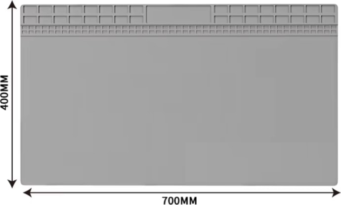 Isıya Dayanıklı Elektronik Tamir Matı Lehim Pedi 700 mm x 400 mm Gri