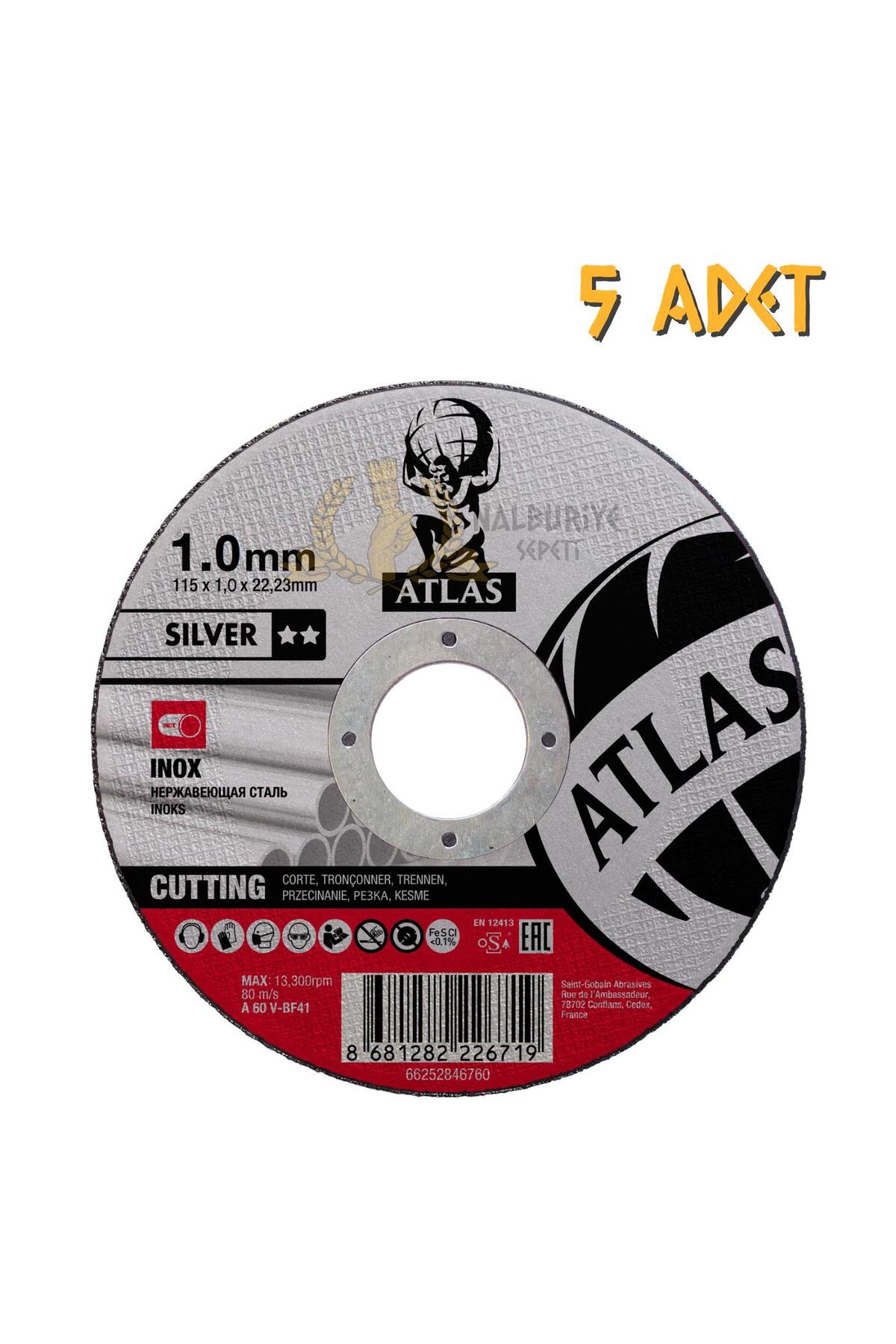 A60V-BF41 İnox Daire Testere Kesme Taşı 1 x 115 mm. - 5 Adet