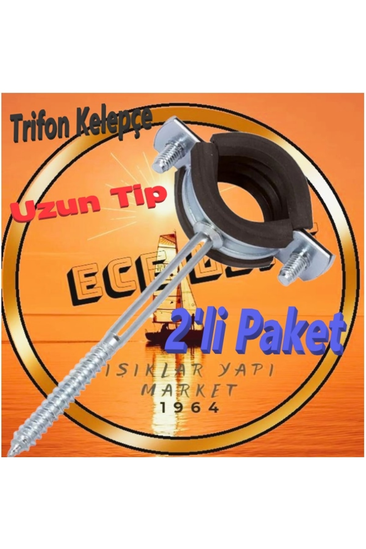 Boru Kelepçesi -Trifonlu Kelepçe -Doğalgaz -Uzun Tip - ½'' (Pk.İçi/Ad.: 2Adet)