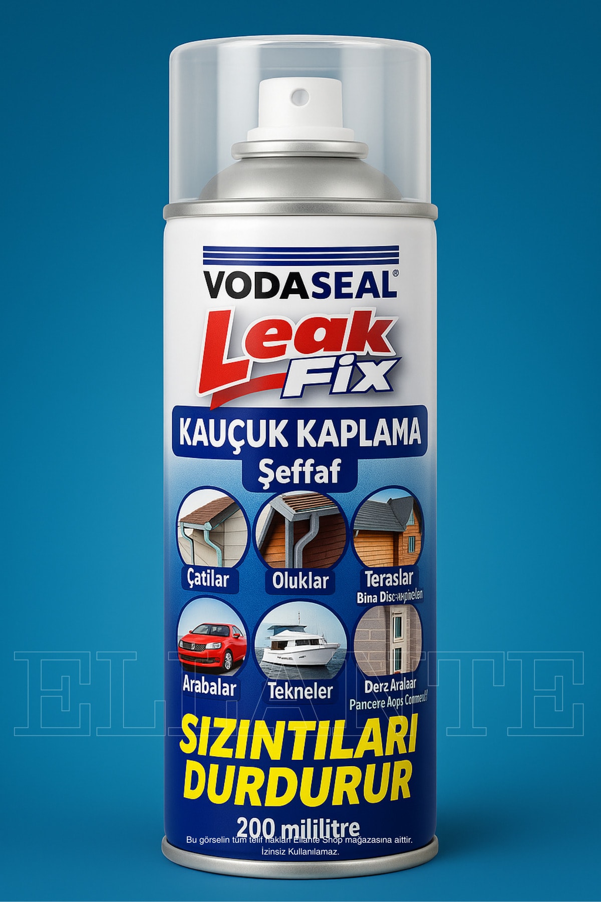 VODASEAL Leak Fix Şeffaf Kauçuk Kaplama Sprey 200 ml – Sızdırmaz Kaplama, Suya Dayanıklı,