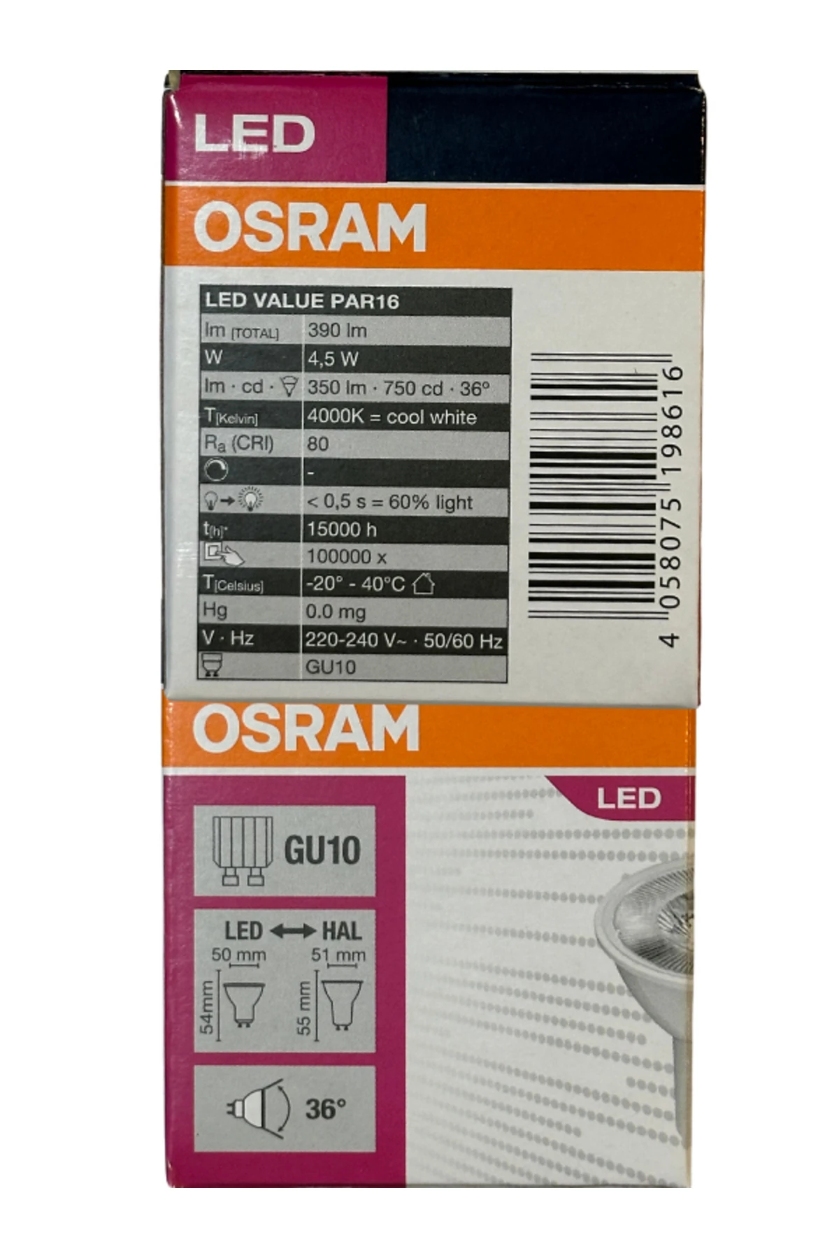 4.5W (50W) 4000K (Günışığı) GU10 Duylu Par16 Led Spot (8 Adet)