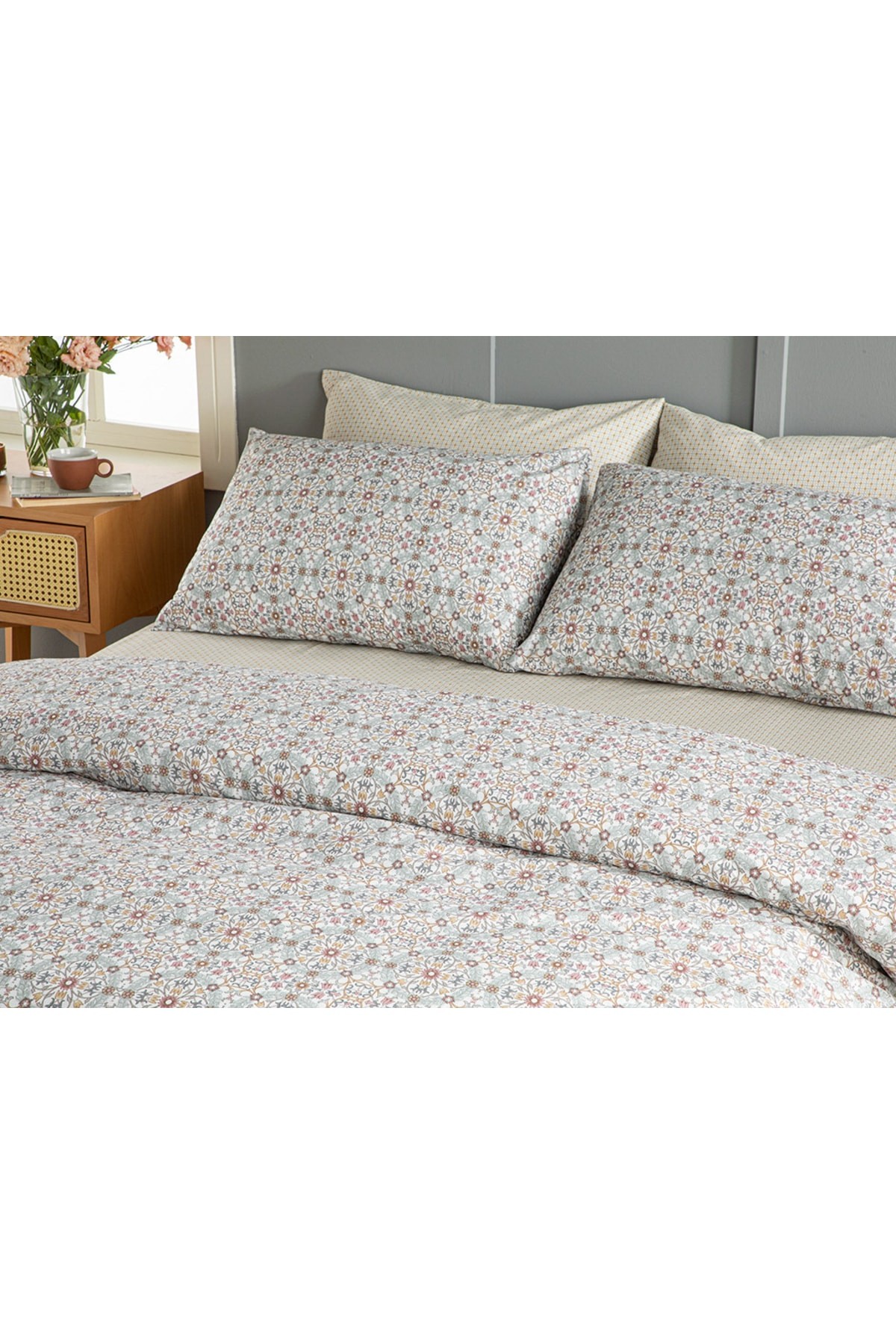 Sunflower Kolay Ütülenir Çift Kişilik Nevresım Setı 200x220 Cm Pembe – Hardal