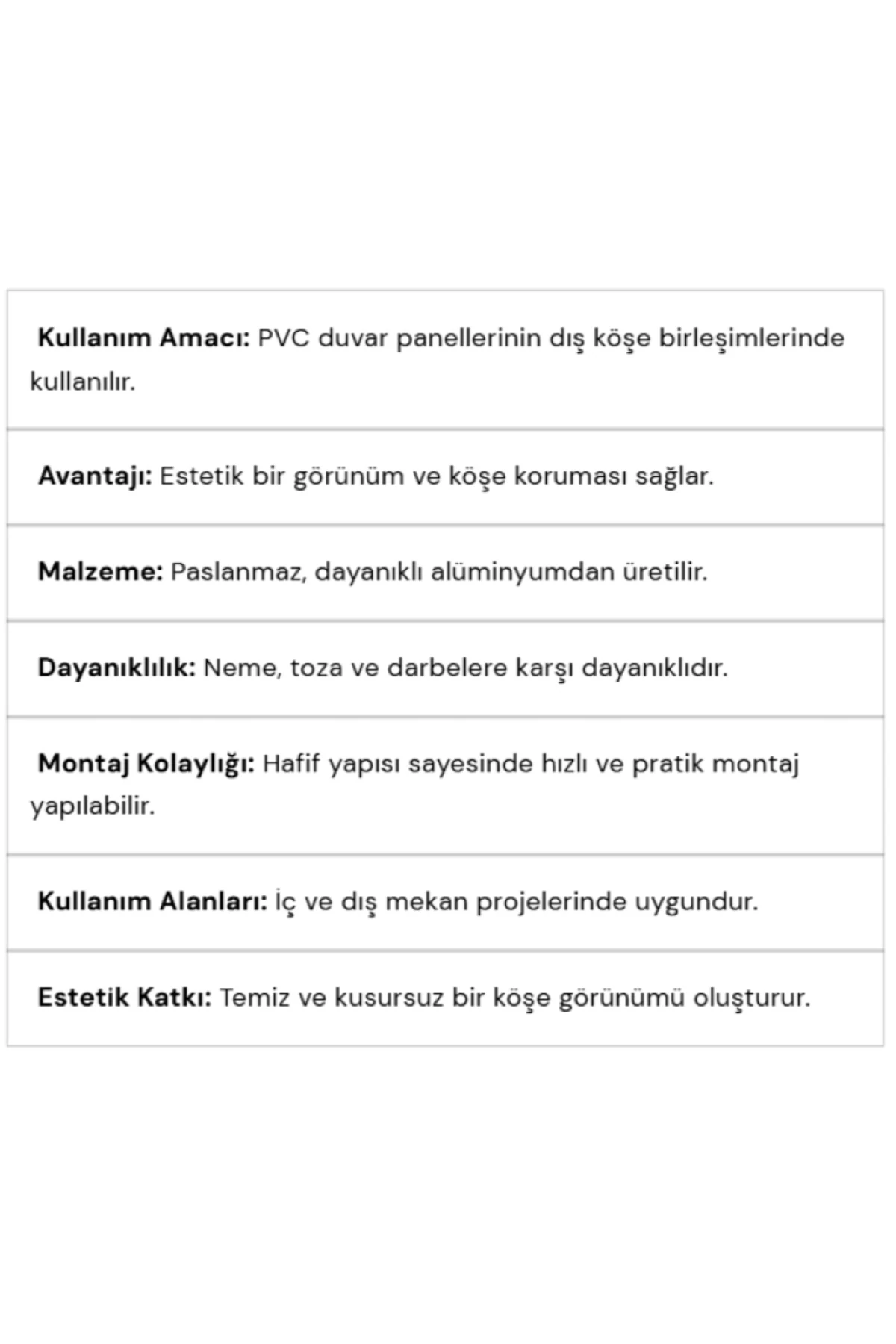 PVC Duvar Kaplama Paneli Dış Köşe Profili 90 cm - 3 Adet (Toplam 270 cm)