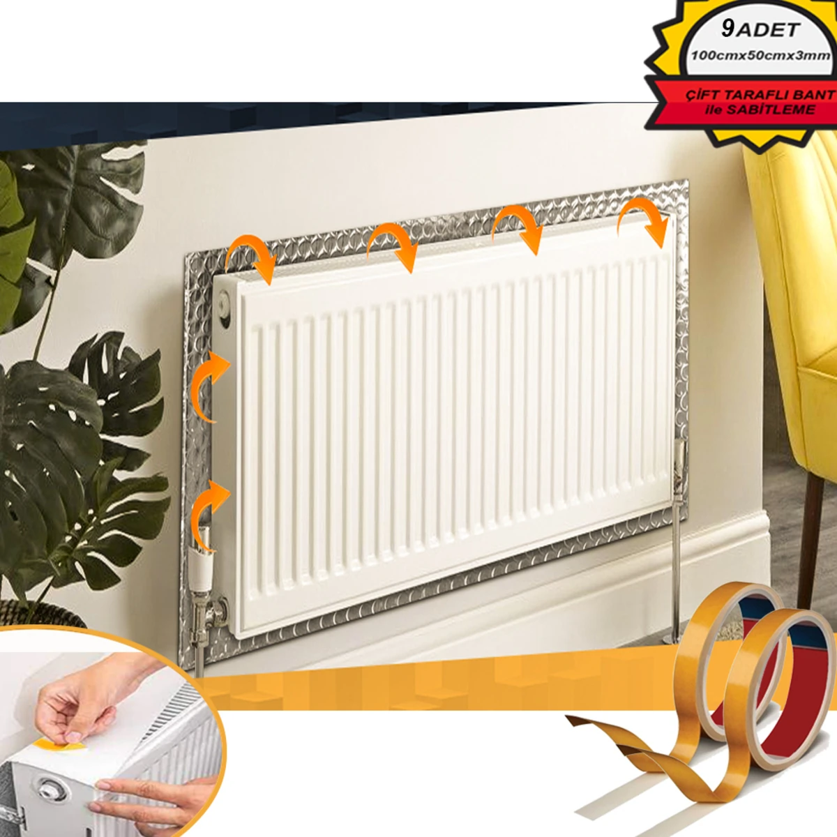 9 Adet Izolasyon Plaka Isı Yalıtım Levhası 3 mm Petek Arkası Radyatör Kalorifer Arkalığı