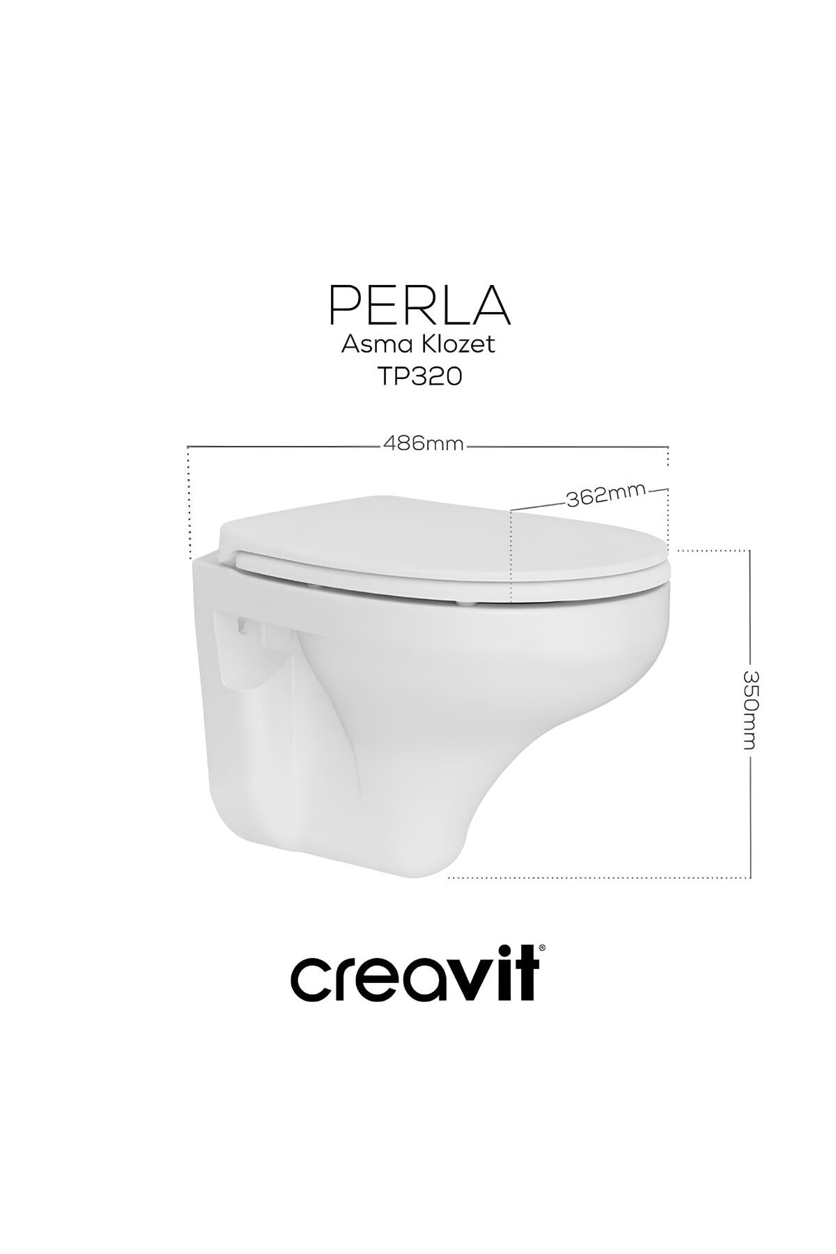 Perla Beyaz Kanallı Asma Klozet TP320, Perla Çınar Yavaş Kapak