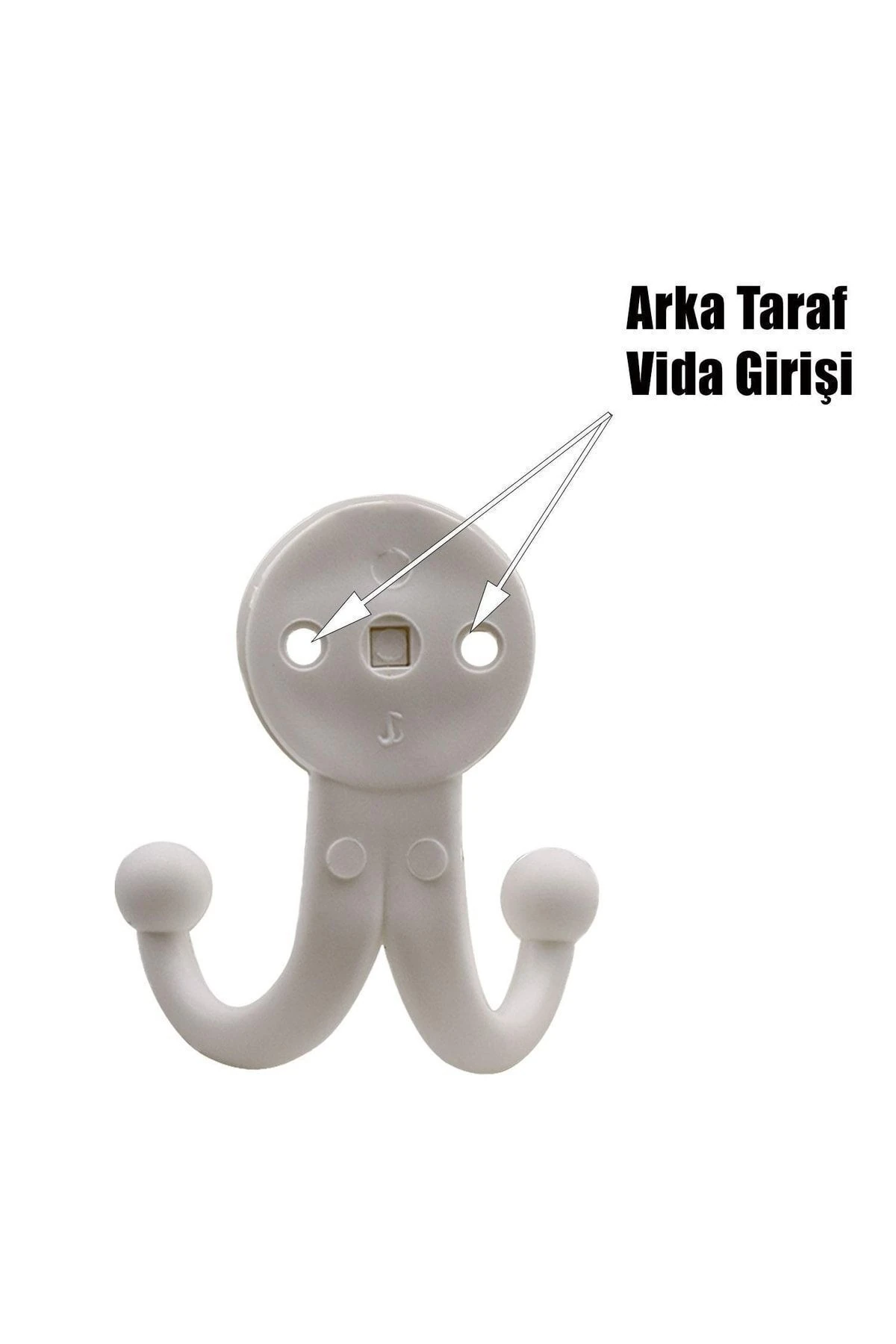 Karataş Askılık Portmanto Vestiyer Duvar Askısı Dolap Elbise Askılığı Sert Plastik Beyaz (5 ADET)