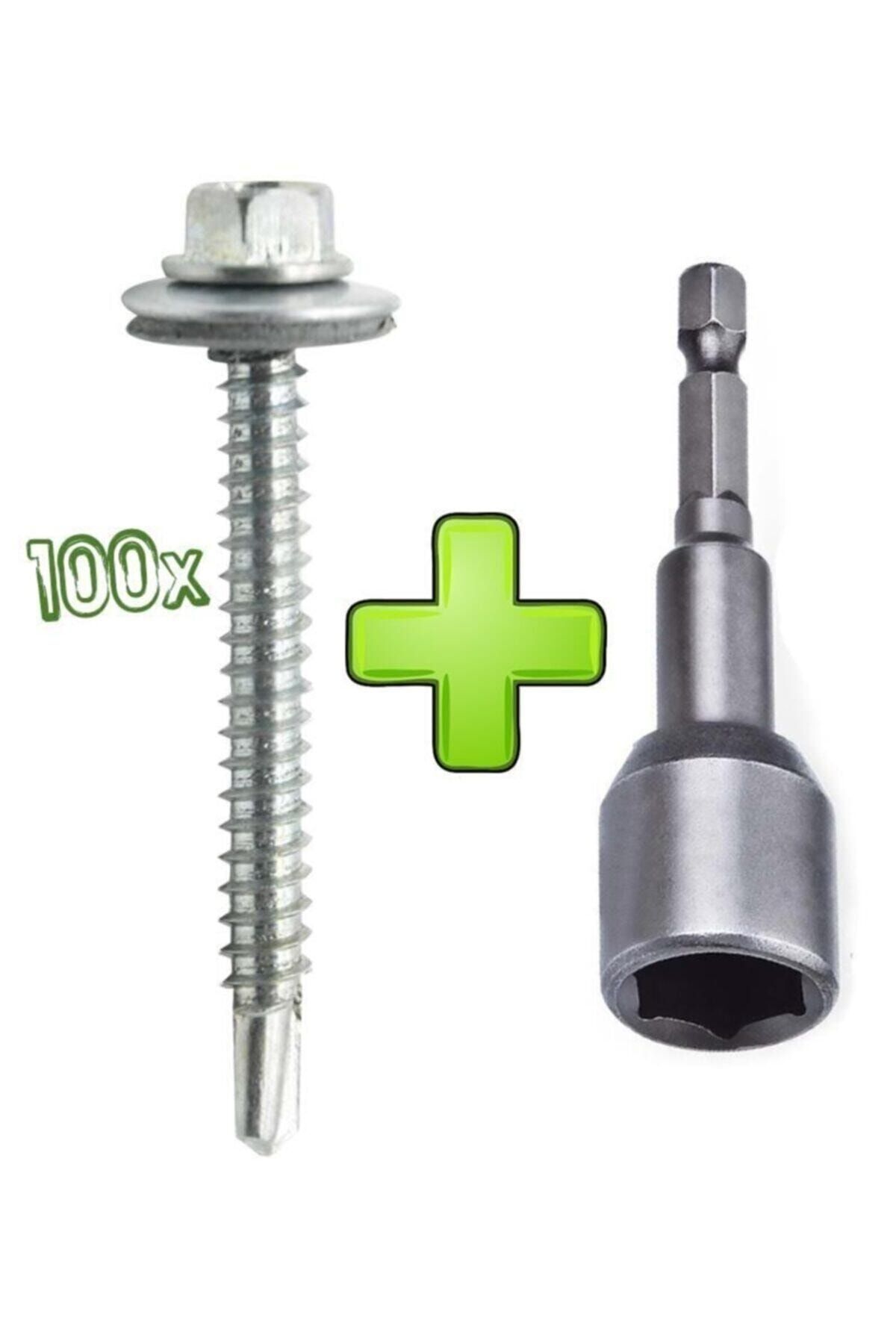 OZKUVVET 100 Adet 5,5x25 Mm Çatı Vidası Matkap Uçlu Trapez Sac Vidası Akıllı Vida