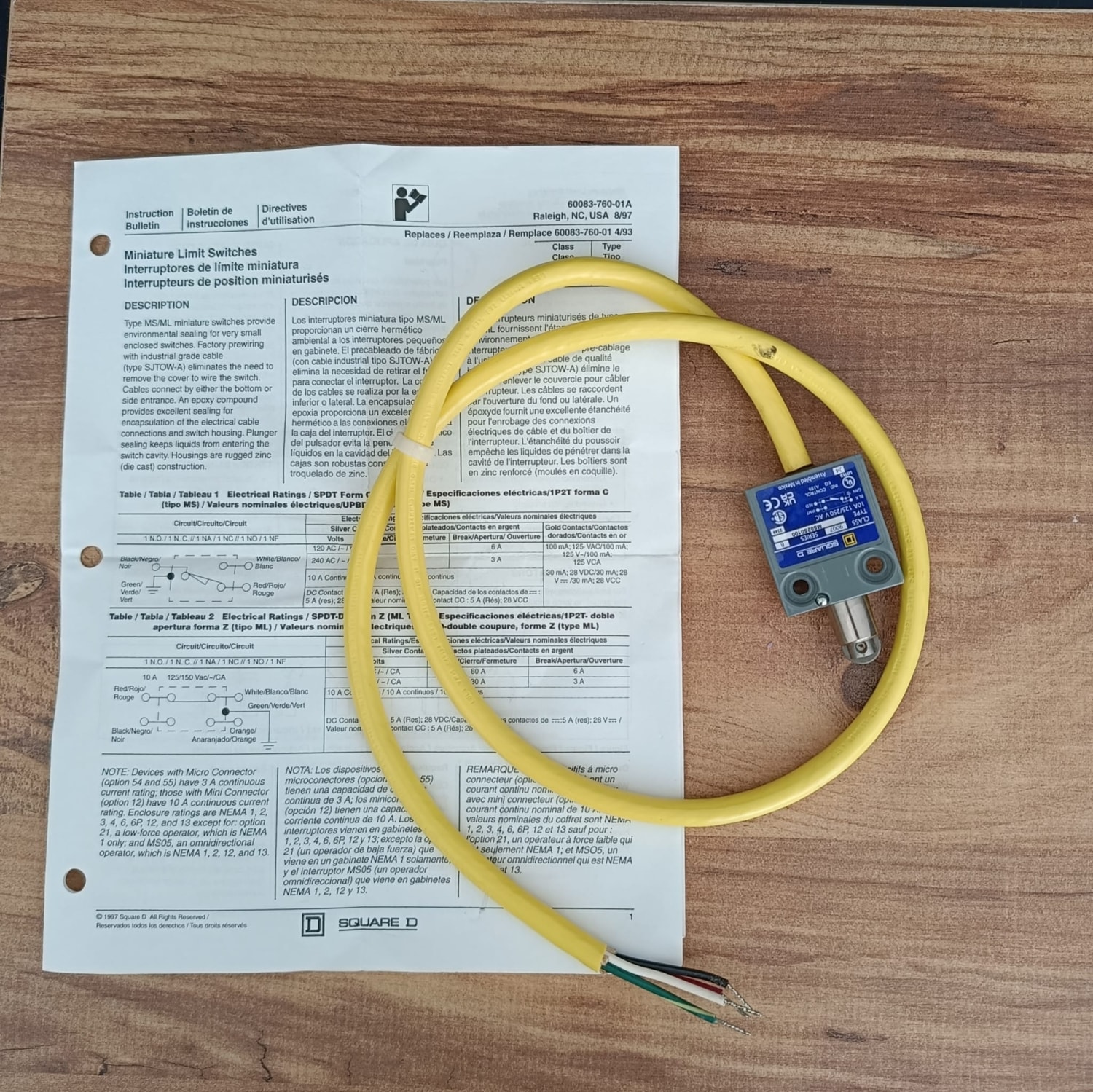 Limit Switch, Telemecanique Sensörler 9007MS06S0500 Limit Anahtarı 240VAC 10AMP Ms
