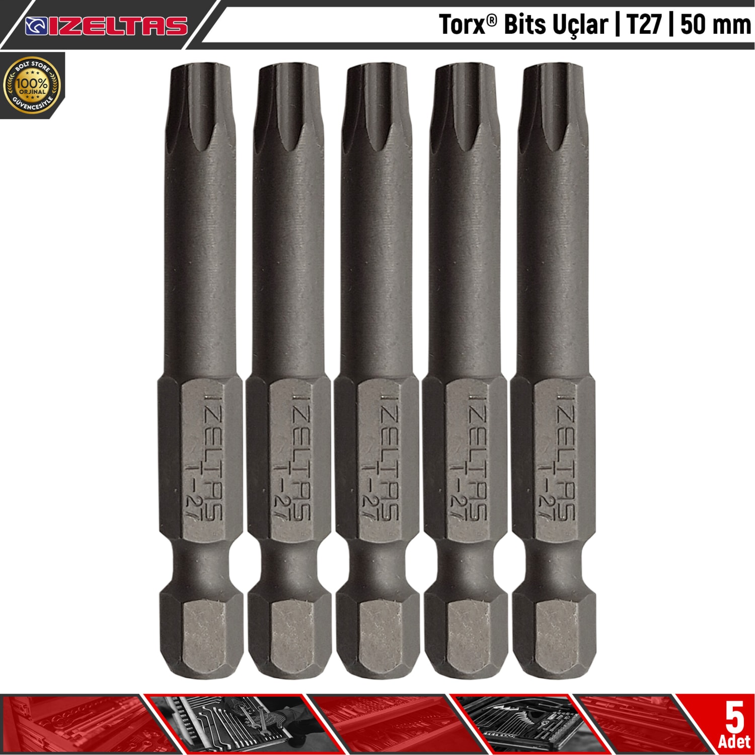 İZELTAŞ Torx® Bits Uç | T27 | 50 mm | 5 Adet