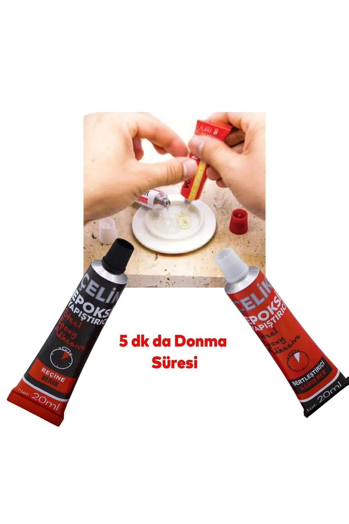 Güçlü Epoksi Yapıştırıcı Metal Plastik Seramik Cam Çelik Yapıştırıcı 20 + 20 Gr Hızlı Kuruyan