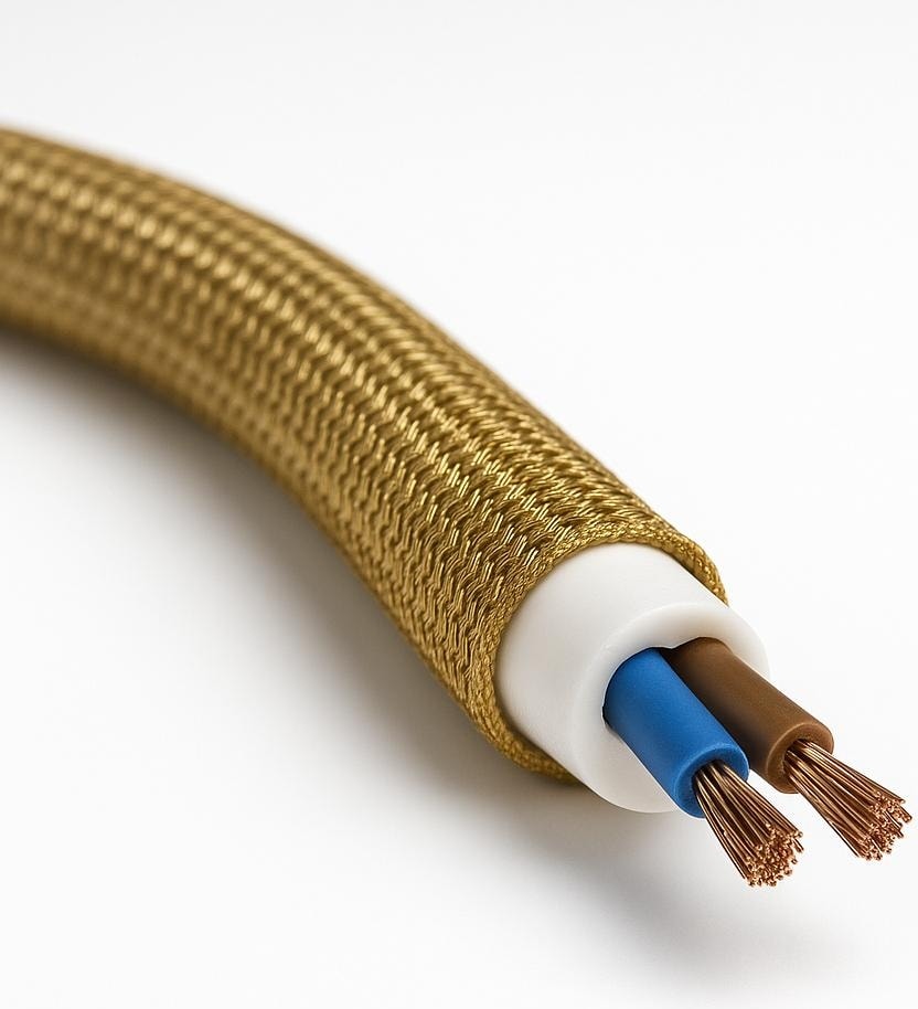 Dekoratif Kumaş Aydınlatma Elektrik Kablosu (2*0,50 TTR) (Simli Gold) 1 Metre