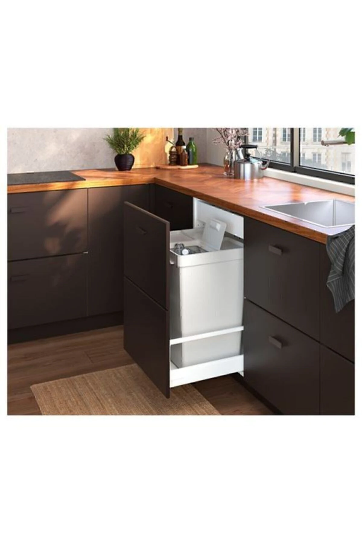 Hallbar 35 Litre Çöp Kutusu, Atık Ayırma, Çamaşır Ayırma Kutusu Açık Gri