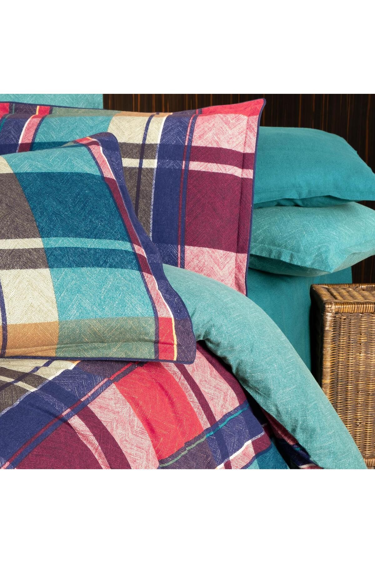 Markis Yeşil King Size (BATTAL BOY) %100 Pamuk Flanel (PAZEN) Nevresim Takımı