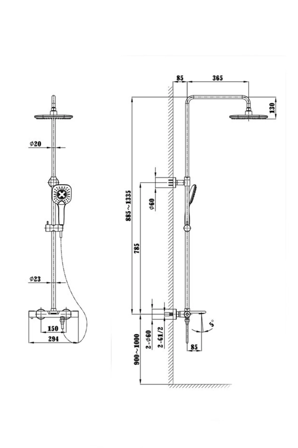 Fm-2355 Siyah Duş Ünitesi
