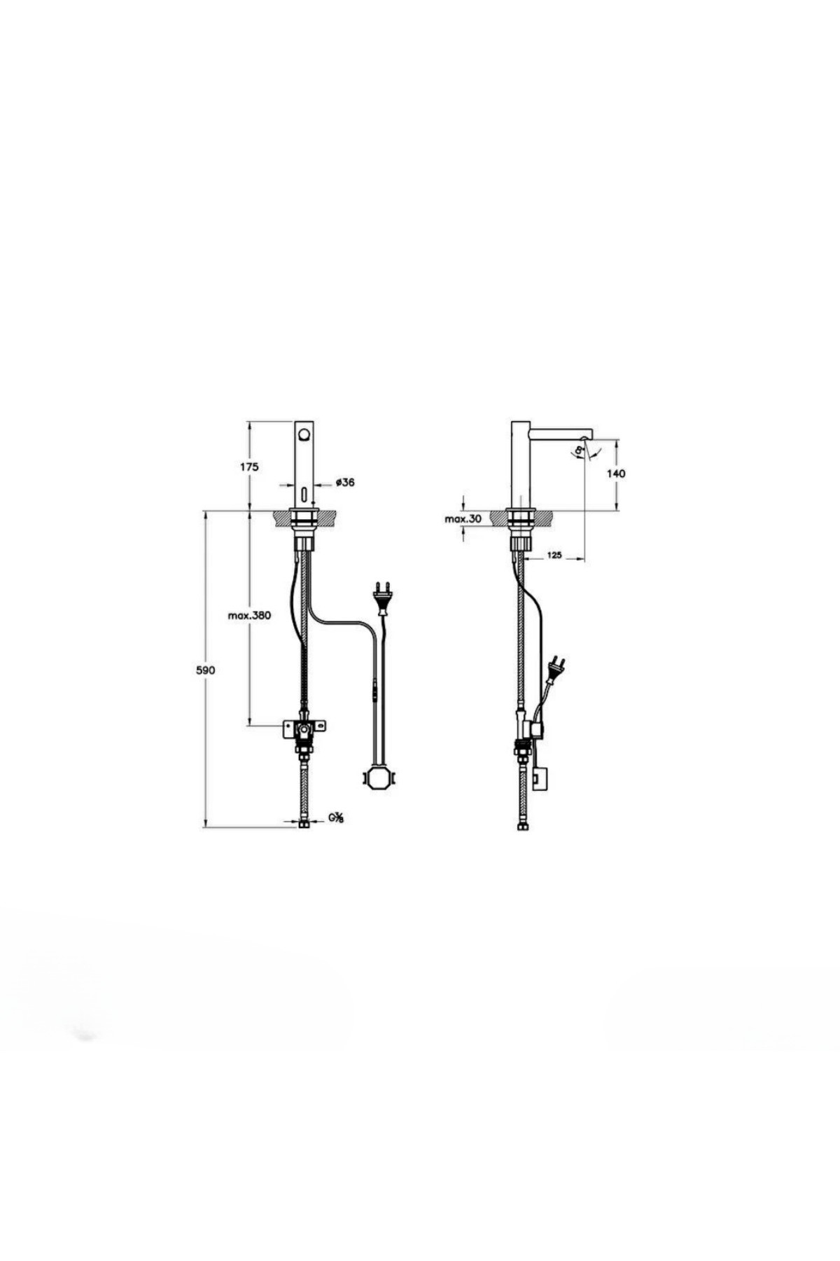 Lavabo Bataryası, Origin, Fotoselli (Çift Su girişli, Elektrikli) Bakır, A4721326