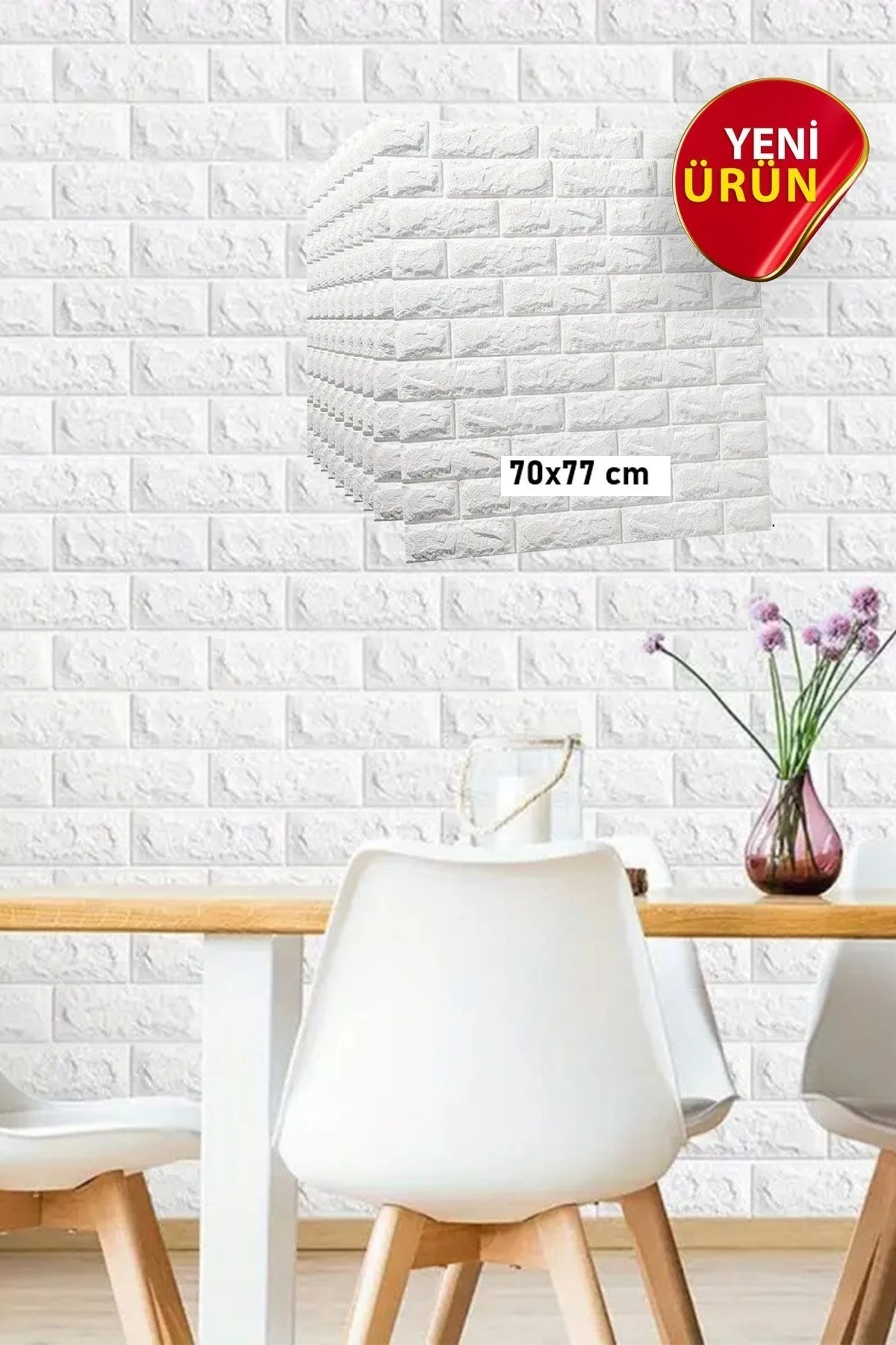 Yeni Baskı* Kendinden Yapışkanlı Duvar Kağıdı Esnek Köpük Paneli 3d Boyutlu Desen Beyaz 70x77