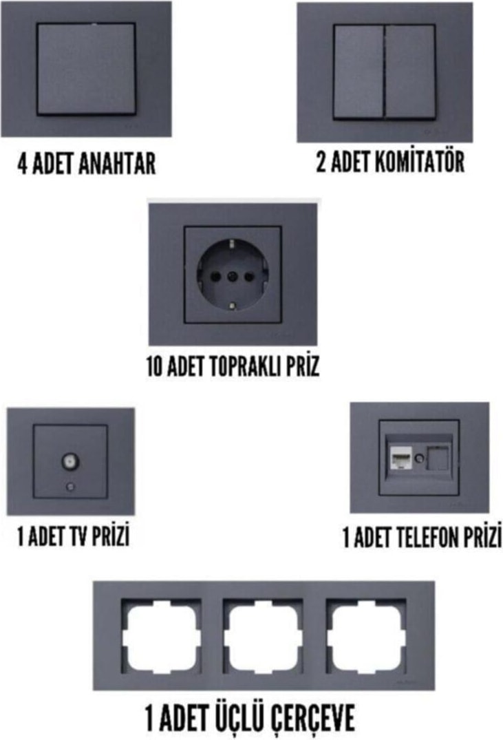 Grano Füme Anahtar & Priz Set -Füme