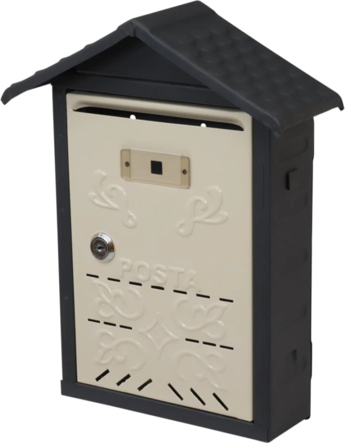 Akşan Metal Çatılı Ilan Posta Kutusu Dış Mekan Krem-Antrasit