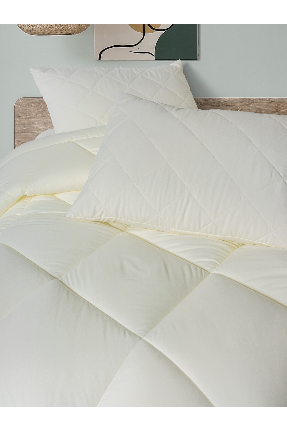 Softwash Çift Kişilik Yorgan Seti Ekru 180x200 Lastikli Çarşaf