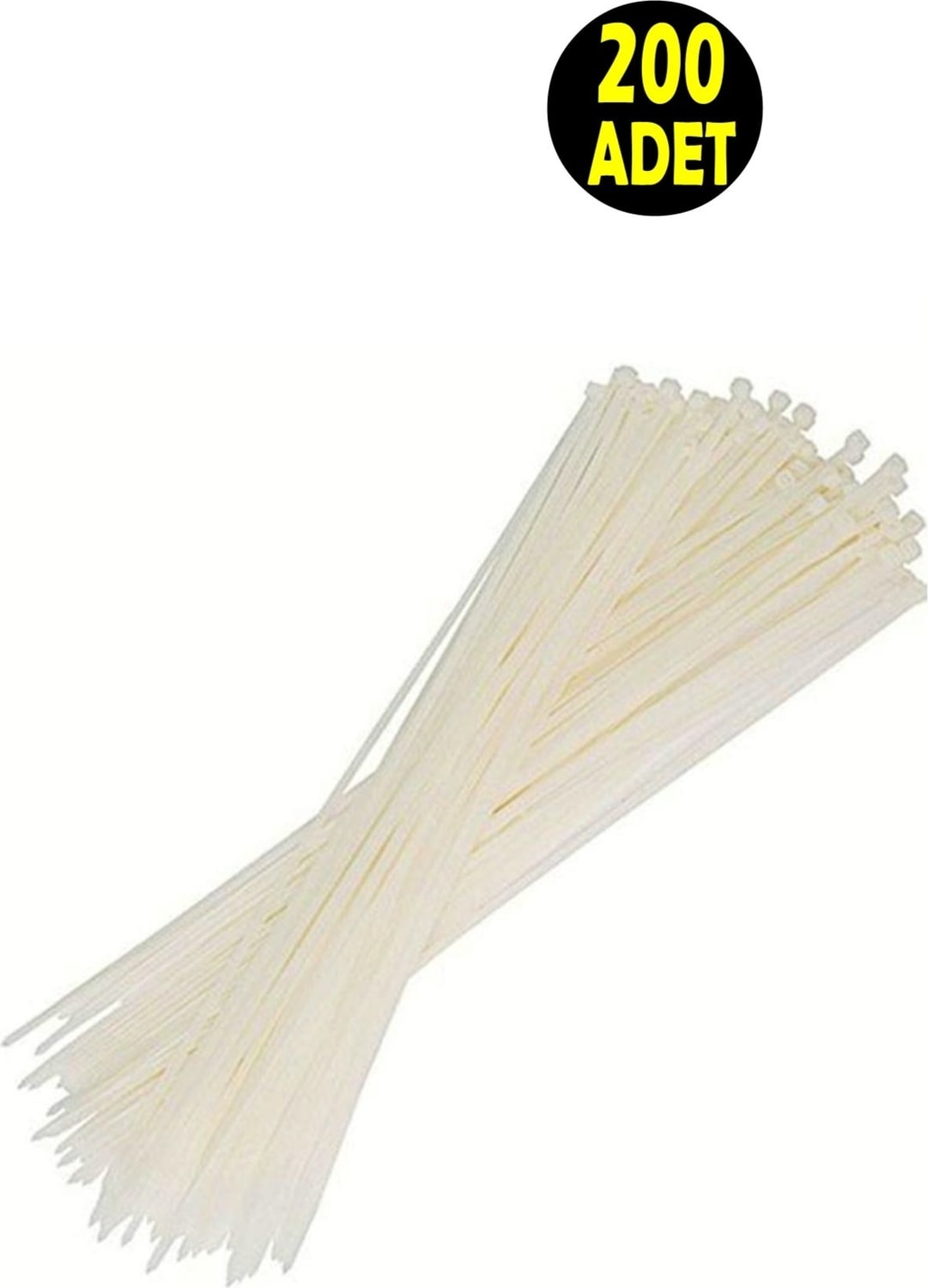 200 Adet Beyaz Elektrik Kablosu Kablo Bağı Klips Plastik Kelepçe Cırt Cırt Kelepçe 25 Cm-3.6 mm