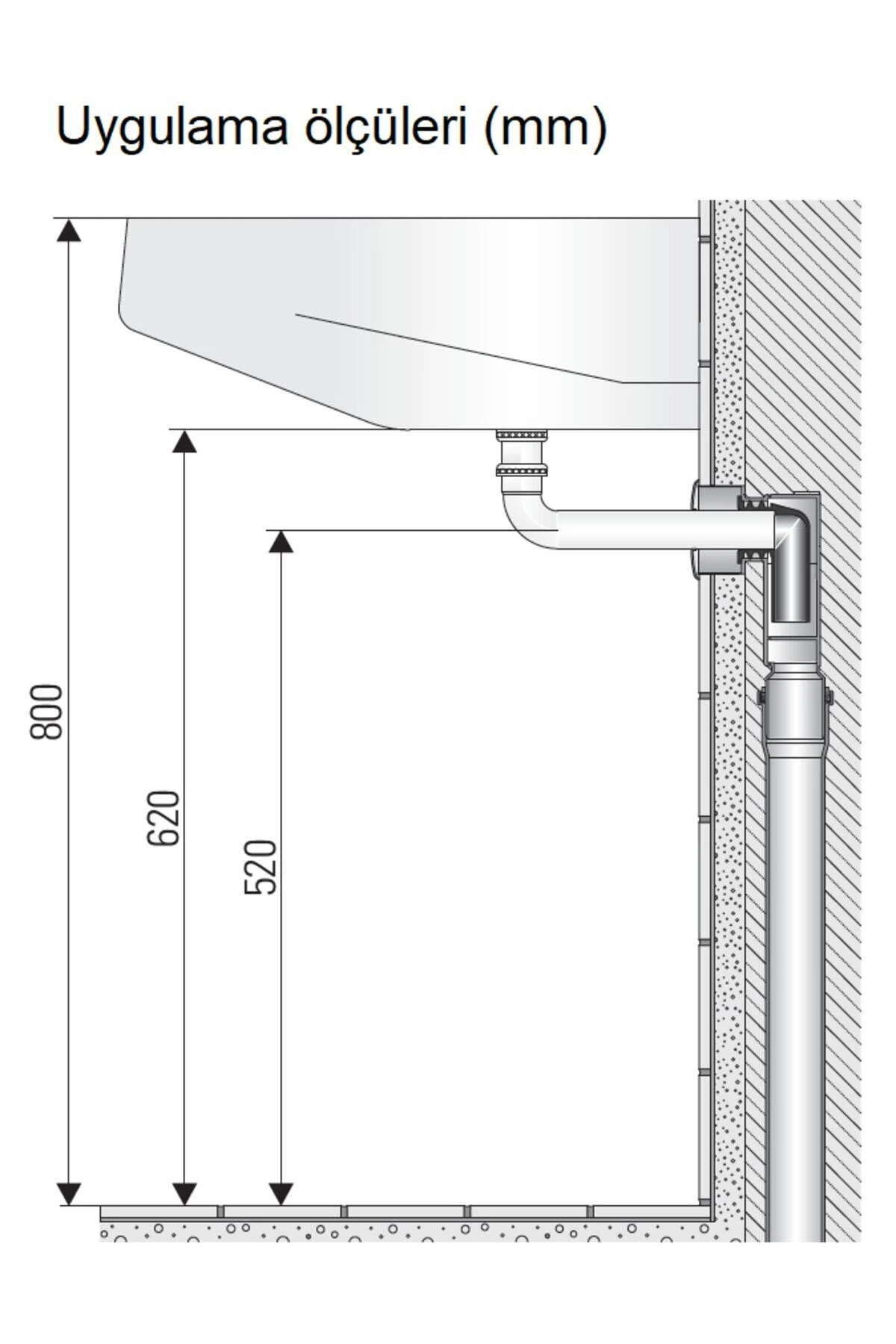 Yer kazandıran lavabo sifonu 300KS, beyaz, ankastre koku önleyici giderici kolay temizlenir sifonlu
