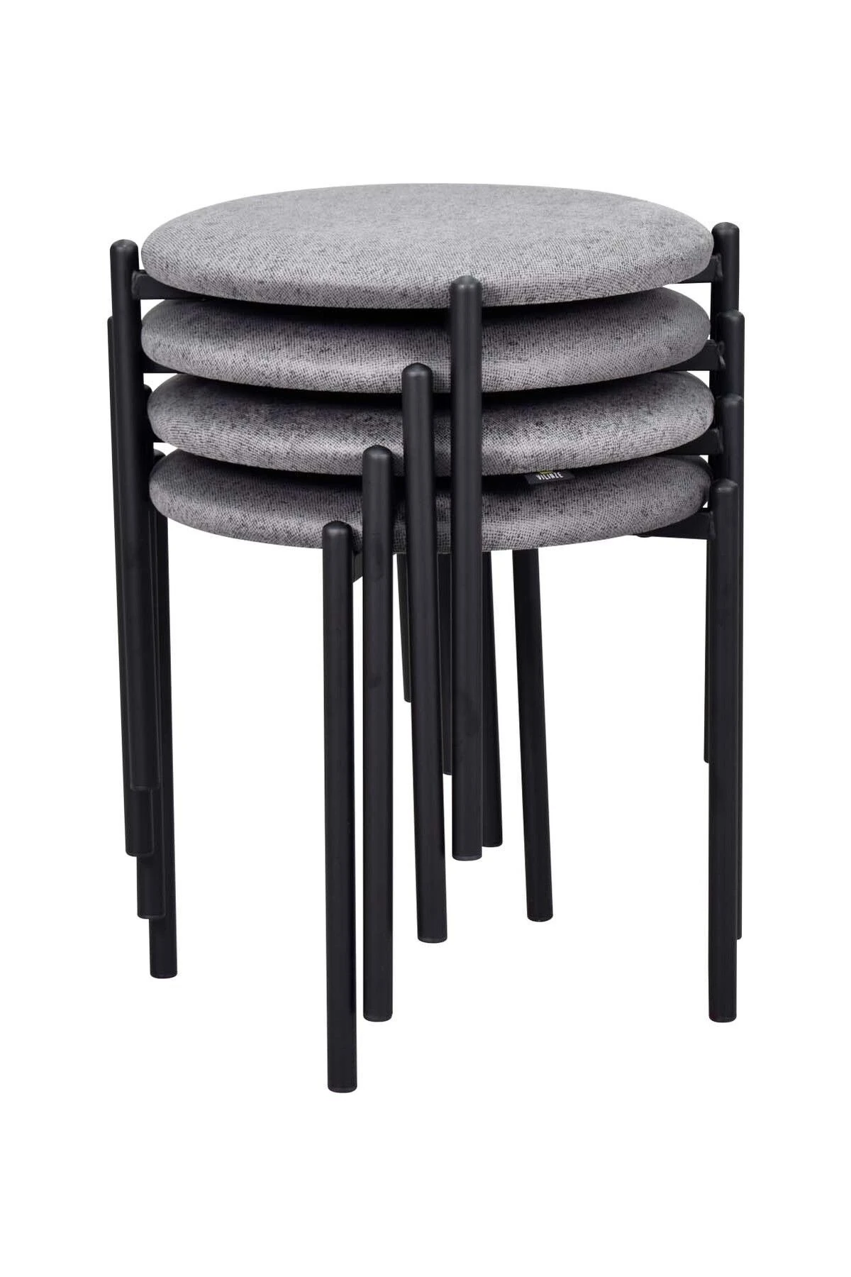 Nil Siyah Metal Ayak İstiflenebilir Mutfak-Balkon Taburesi (4 Adet)