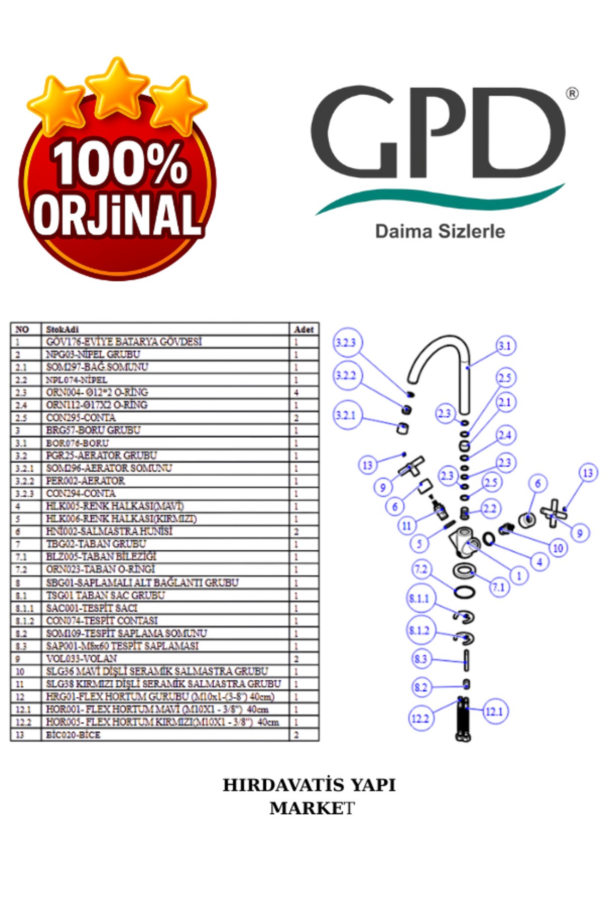 Nino UEB05 Döner U Borulu Eviye Bataryası