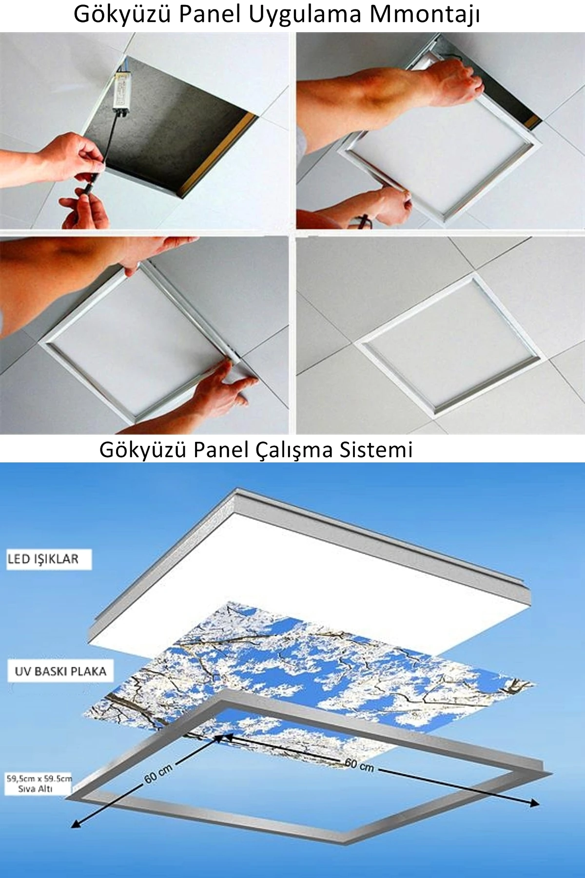 9'lu 60x60 Led Panel, Yeni Moda Tavan Aydınlatma, T24 Asma Tavanlar Için Gurup Led Aydınlatma Panel