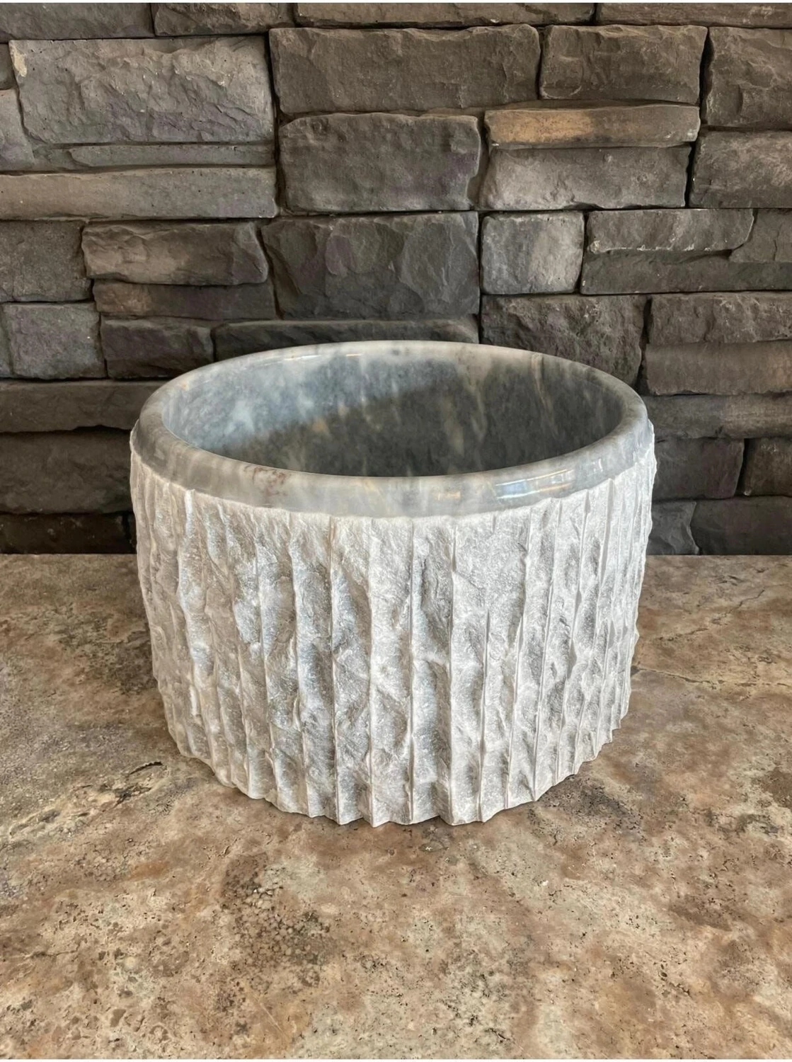 Gri Mermer Patlatma Modelli Hamam Kurnası