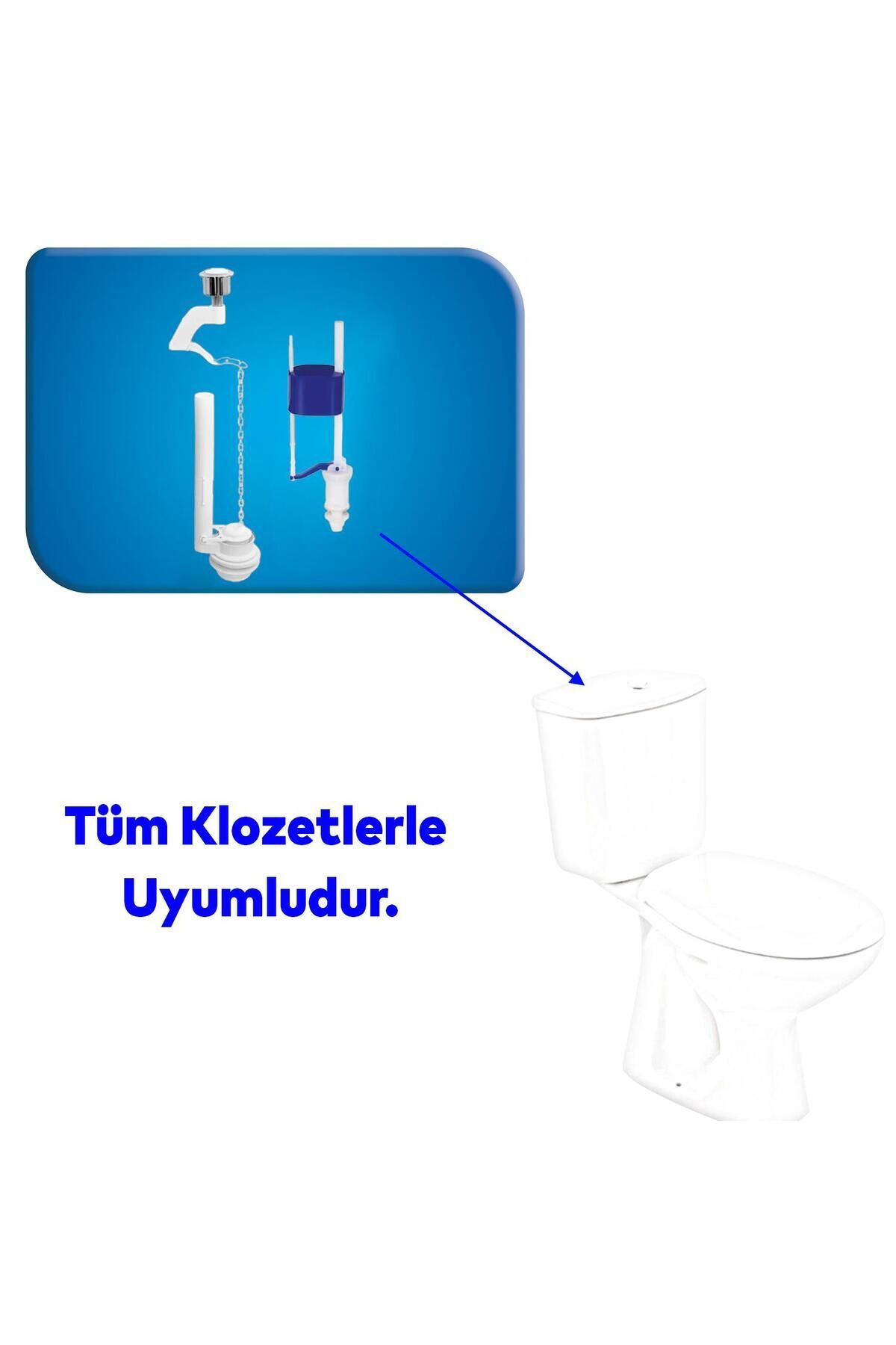Alafranga Oturmalı Tuvalet Klozet Sifon İç Düzenek Rezervuar Basmalı İç Takımı Otomatik Su Dolum