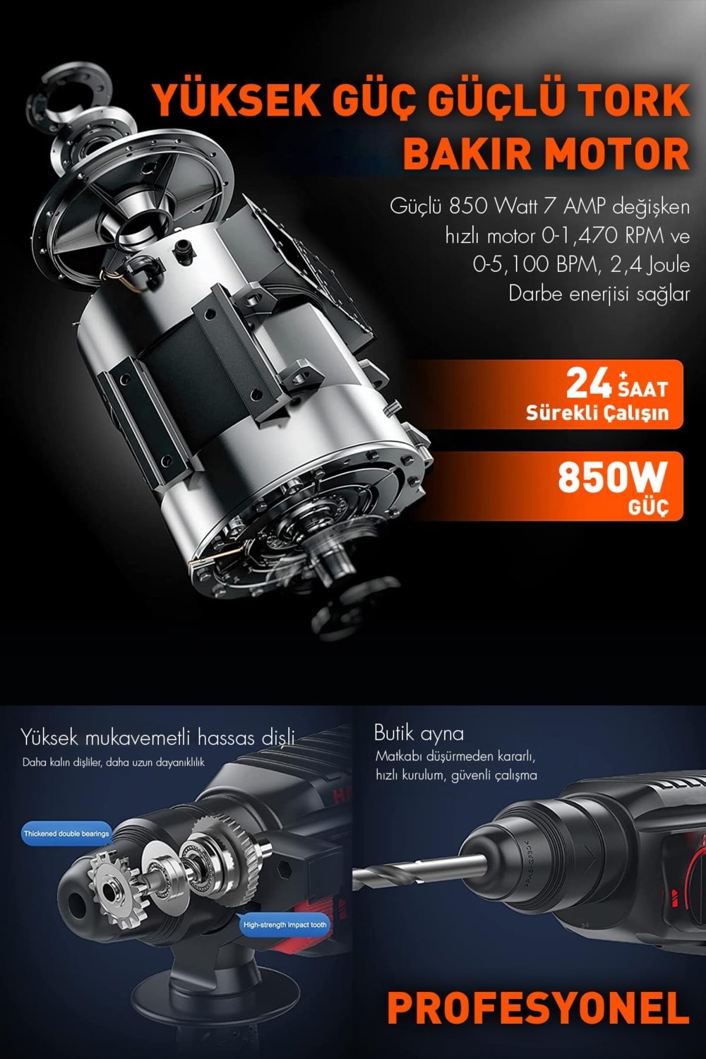 850W Darbeli Metal Şanzıman Kırıcı Delici Hilti Matkap
