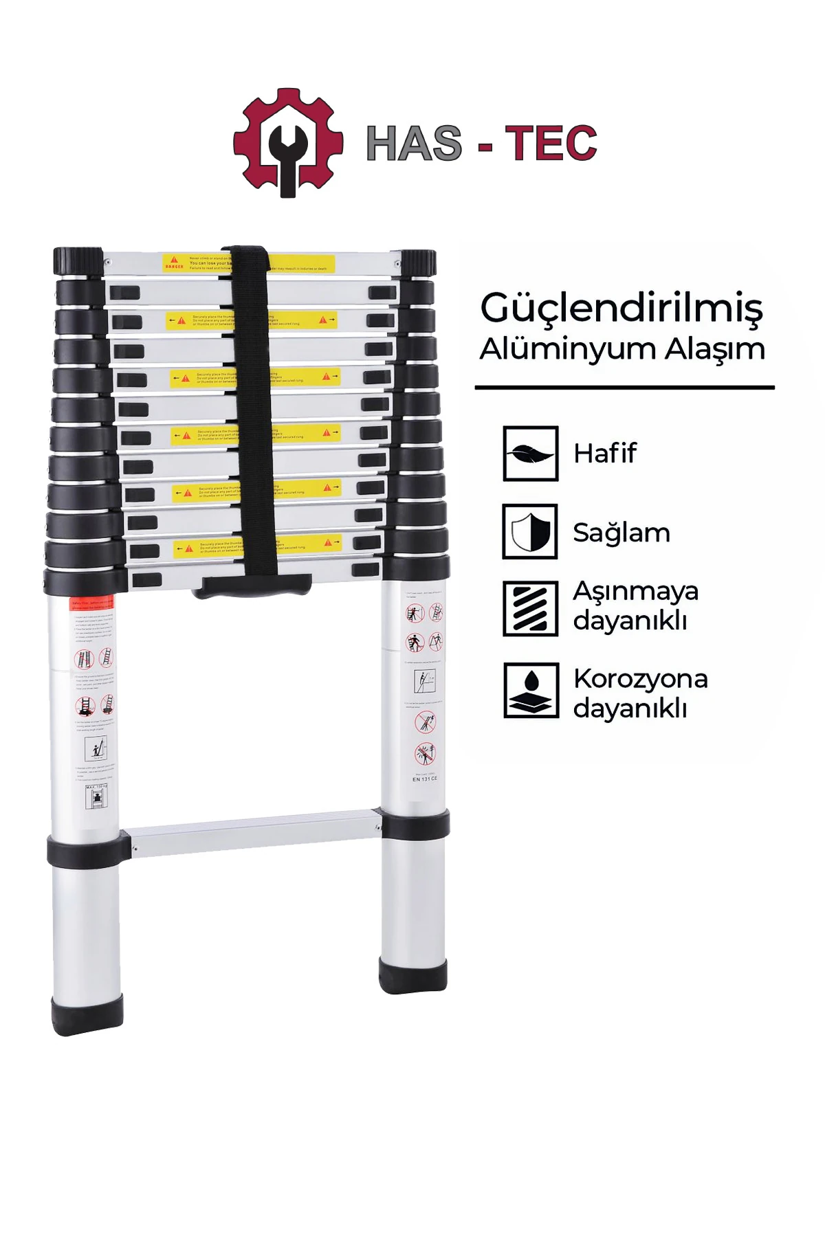 13 Basamaklı Düz Uzayan Teleskopik Merdiven 3,8 m