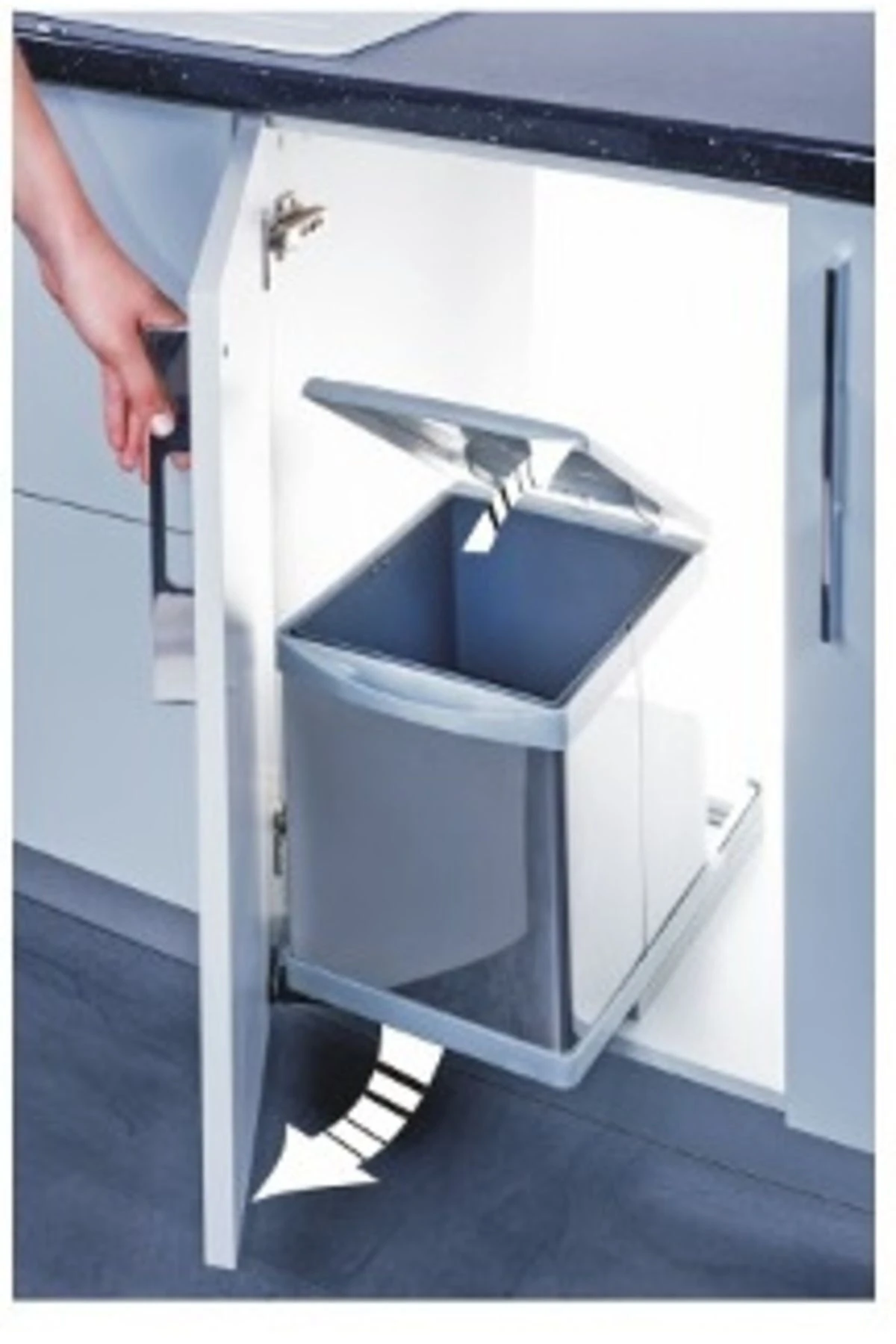 Dolap Içi Raylı Çöp Kovası Paslanmaz Krom 12 Lt