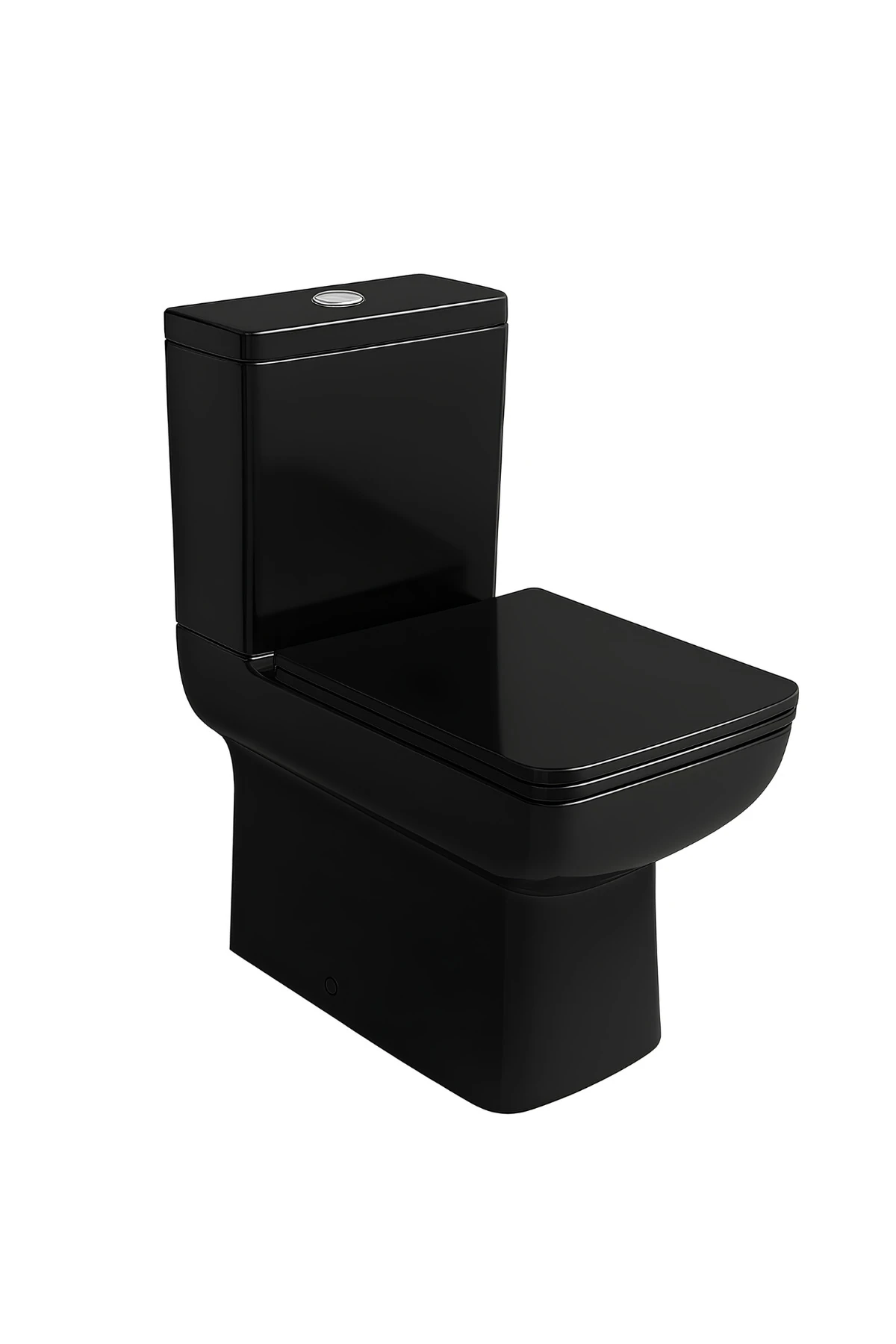 Power Siyah Duvara Sıfır Klozet Takım POW.K022B, Power Siyah Duroplast Yavaş Kapak