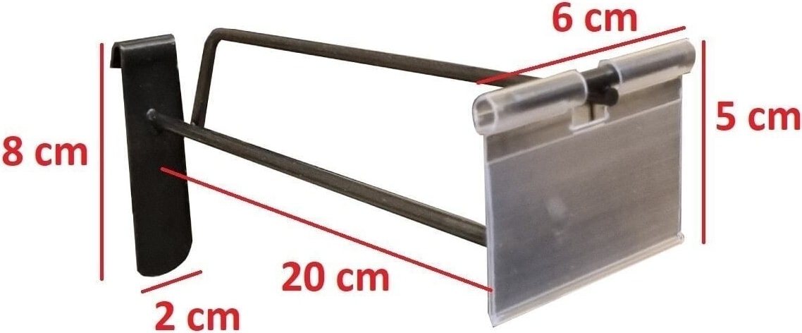 20 cm Siyah Etiketli Tel Pano Kancası Raf Askısı