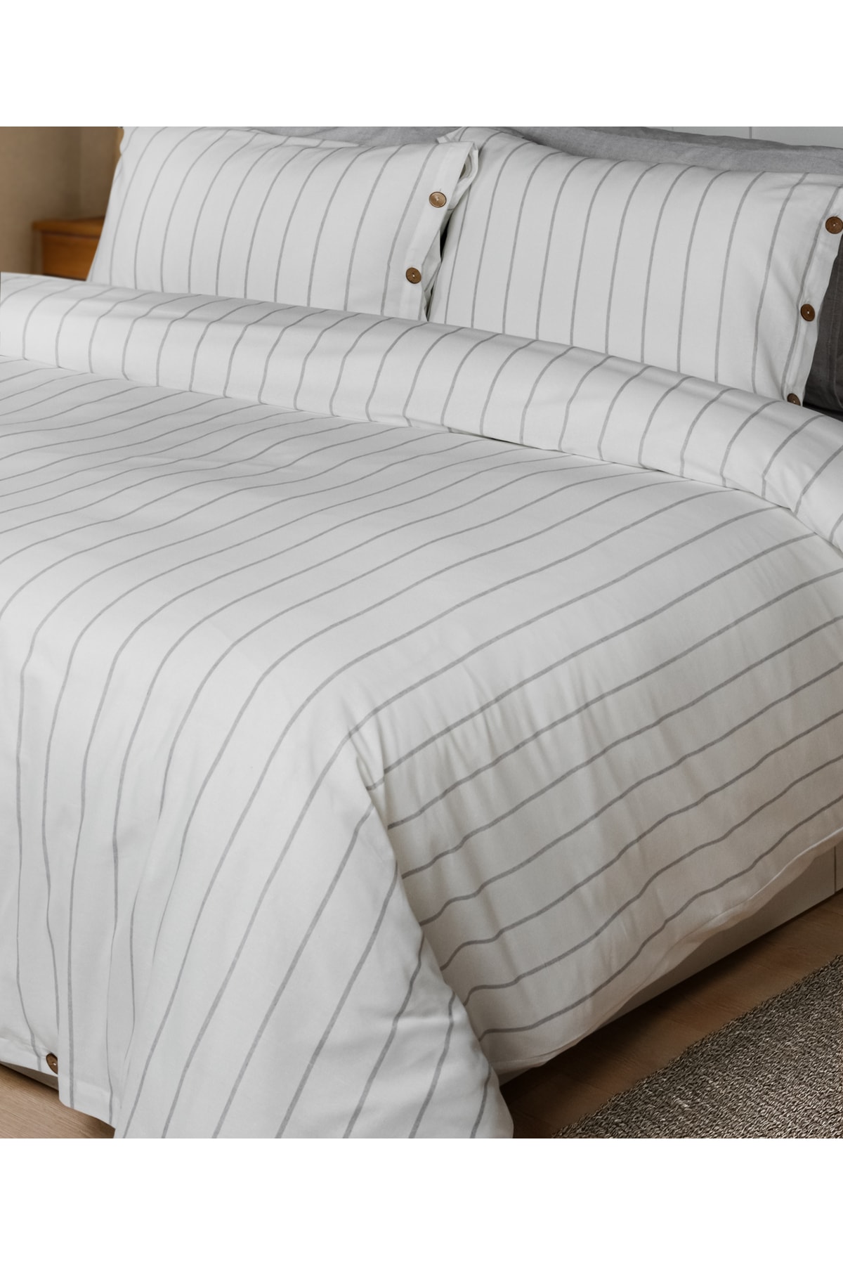 Cotton Collection Tek Kişilik Çizgili Nevresim Seti Rayuna