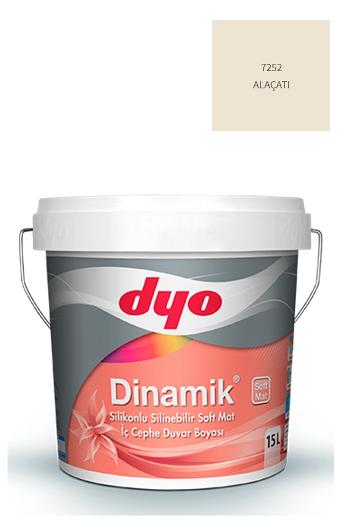 Dinamik Silikonlu Silinebilir Soft Mat Iç Cephe Duvar Boyası 7252 Alaçatı 15 lt