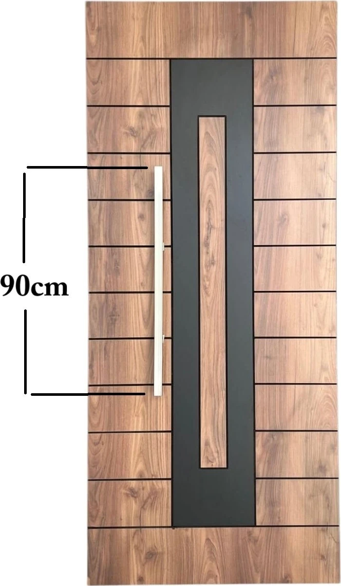 Saten Renk Çelik Kapı Çekme ve Tutma Kolu, Kare Model, 90CM