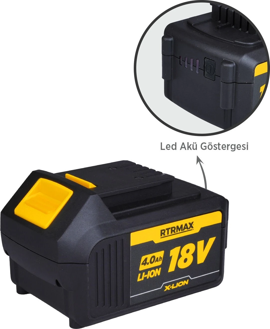 X-Lion Akü Yedek Batarya 4.0 Ah 18V Termal Koruma ve Led Gösterge Özellikli