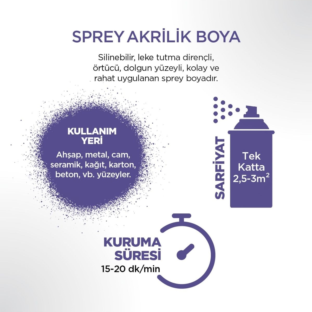 4005 Akrilik Sprey Boya Lila RAL-4005 Düz Renk