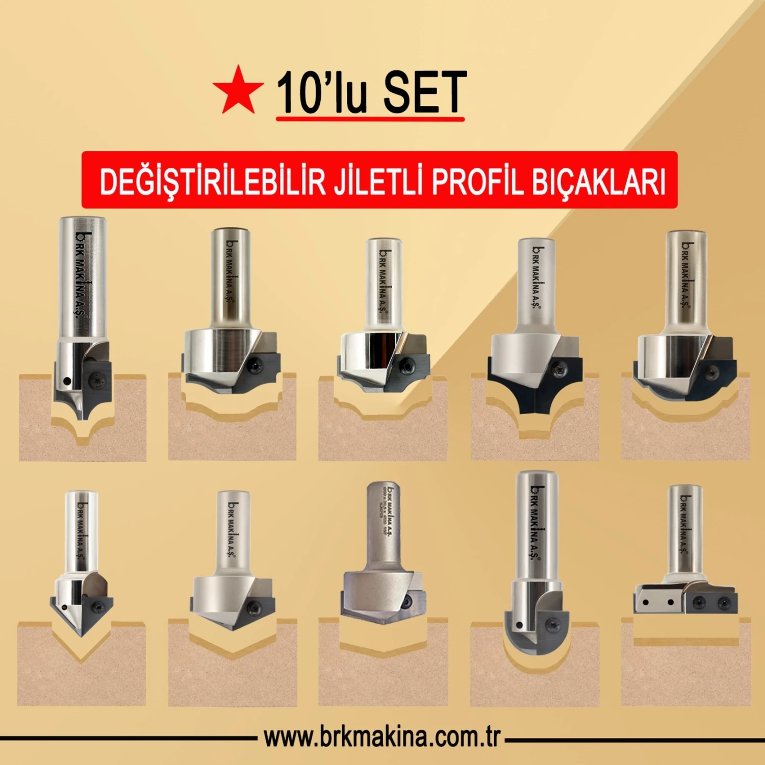10'lu Saplı Jiletli Freze Set