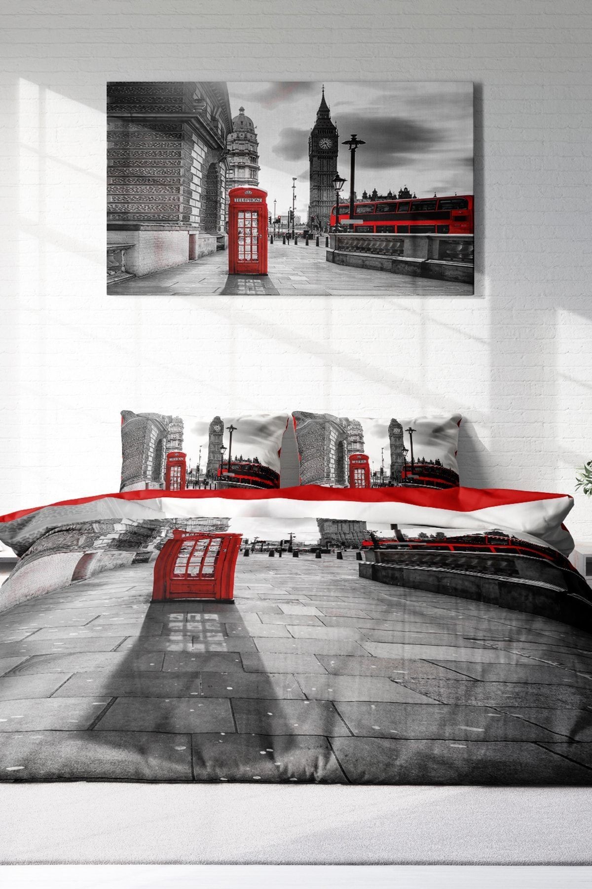 London 3d Pamuk Saten Çift Kişilik Nevresim Takımı